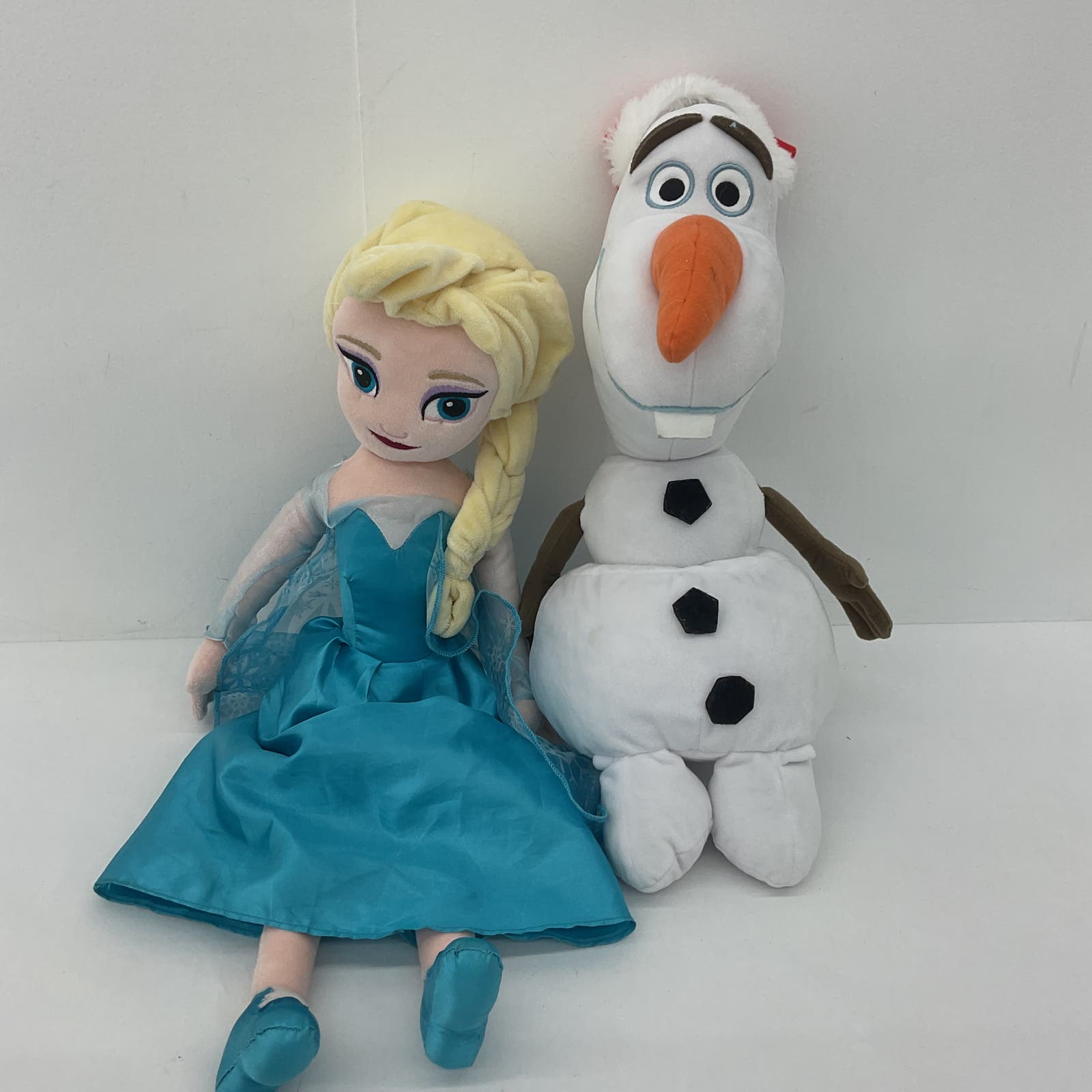 Disney LOT 2 Soft Frozen Character Plush Dolls Elsa Olaf Snowman Stuffed Animals - Warehouse Toys