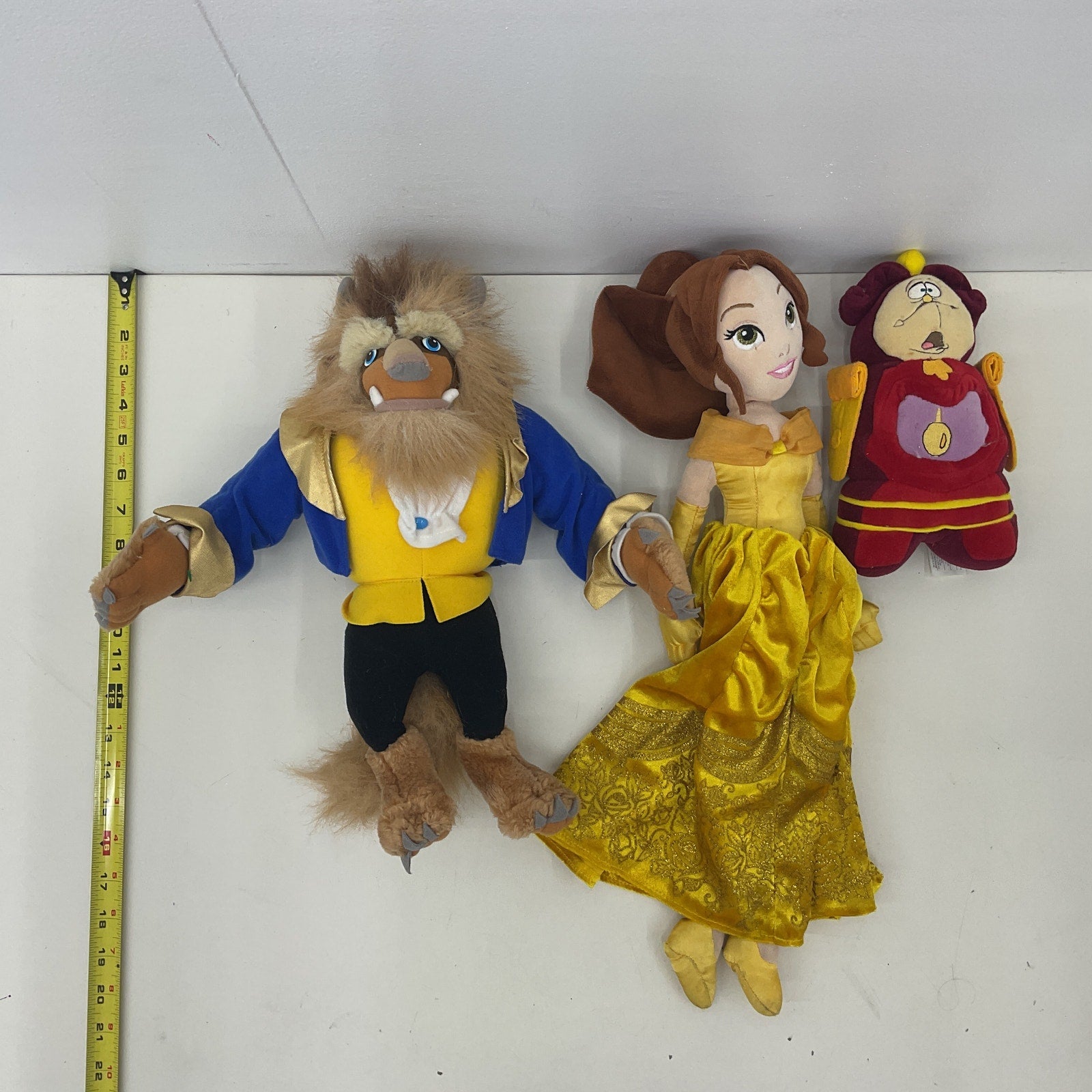 Disney LOT 3 Beauty & the Beast Belle Cogsworth Clock Plush Character Dolls - Warehouse Toys