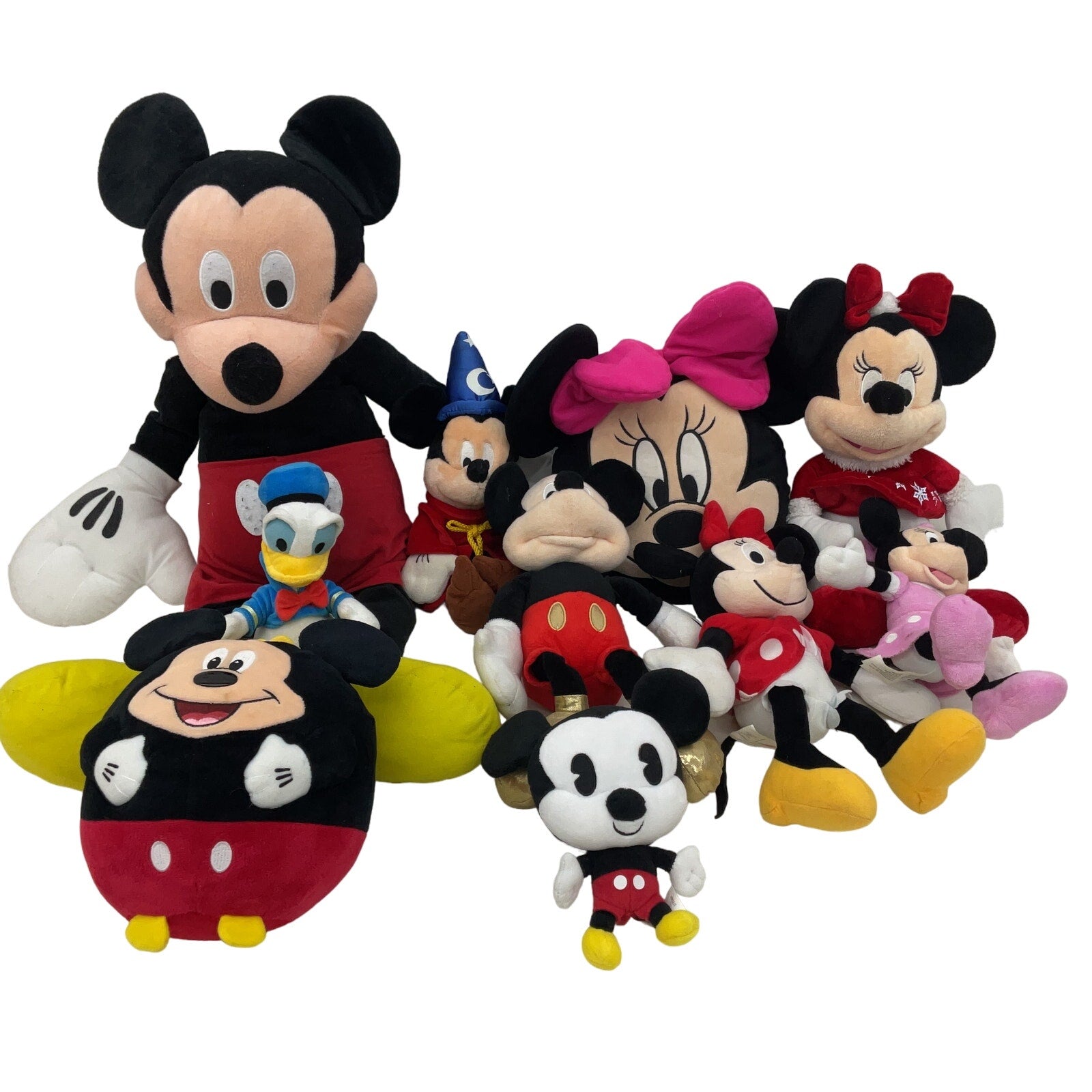 Disney Multicolor Stuffed Animals Classic Mickey Mouse Minnie Donald Duck LOT - Warehouse Toys