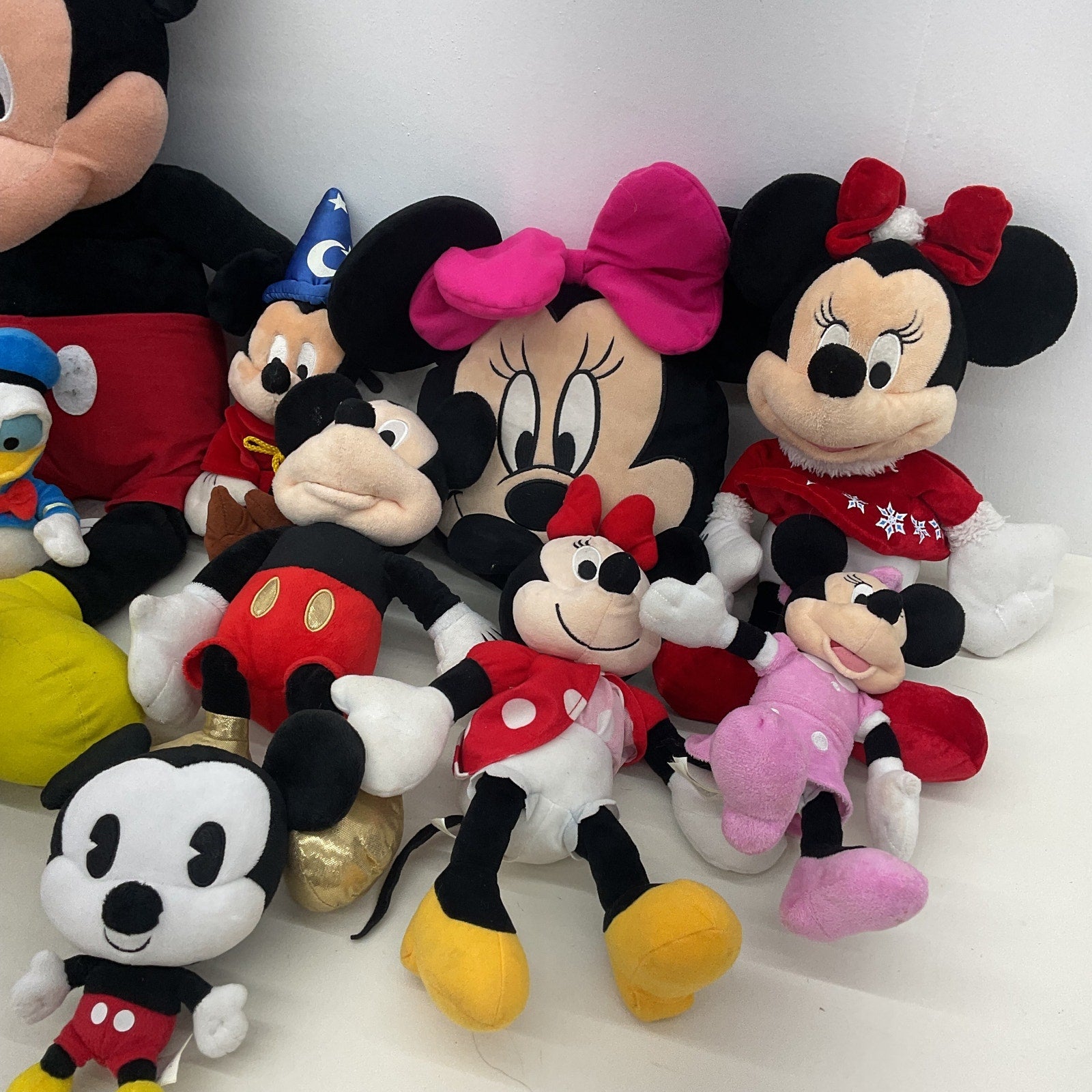 Disney Multicolor Stuffed Animals Classic Mickey Mouse Minnie Donald Duck LOT - Warehouse Toys