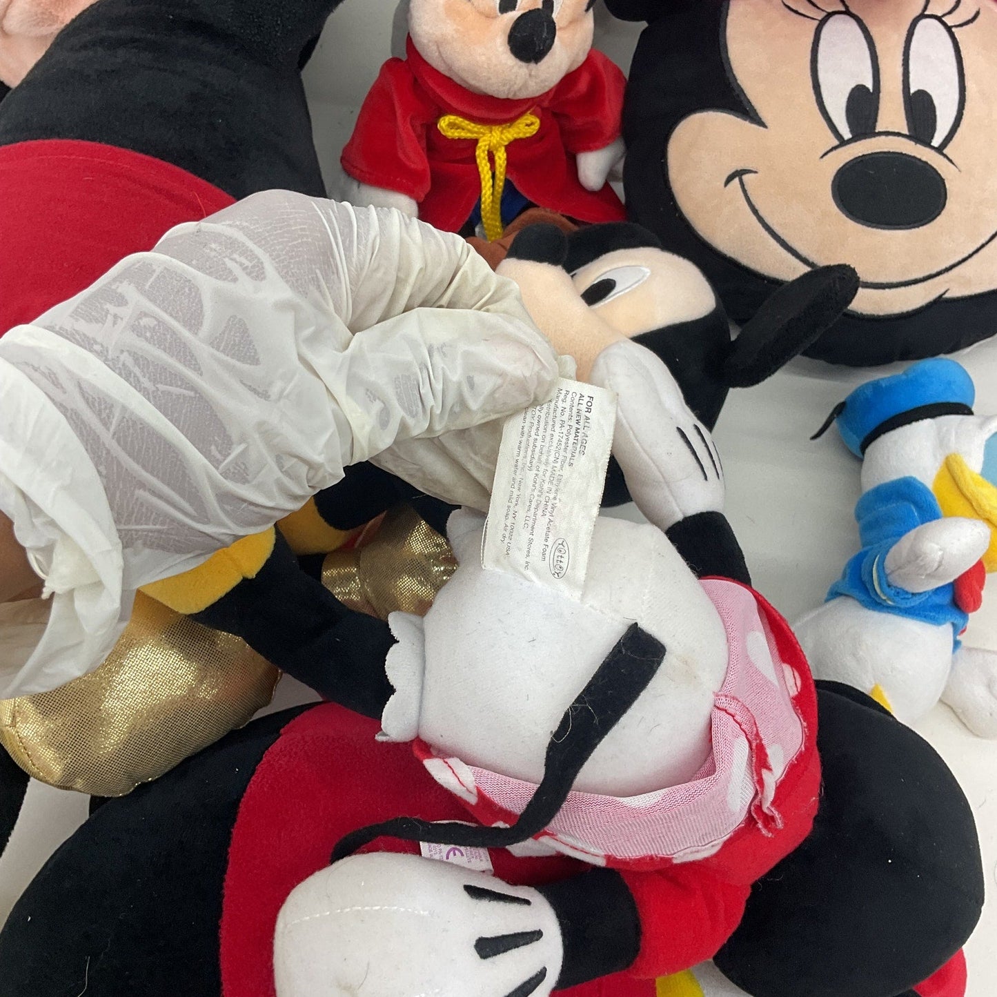 Disney Multicolor Stuffed Animals Classic Mickey Mouse Minnie Donald Duck LOT - Warehouse Toys