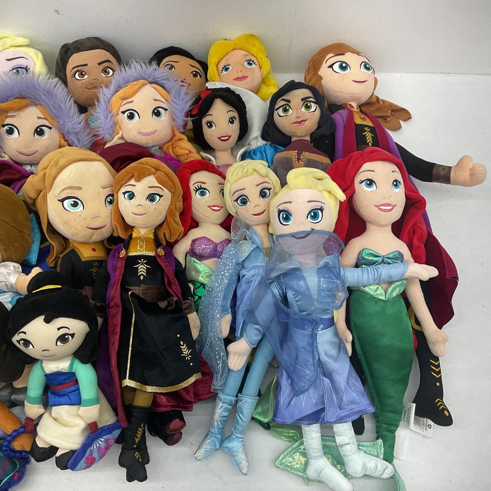 Disney Princess Character Mixed Preowned LOT 12 lbs Plush Dolls Ariel Frozen - Warehouse Toys