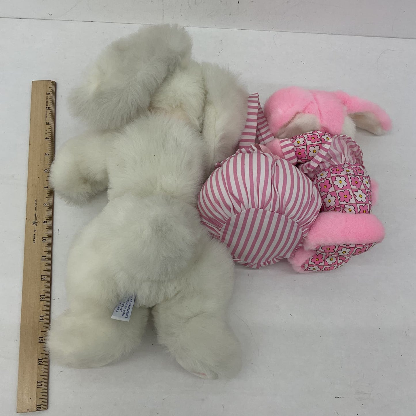 Easter Bunny Plush Lot - Pink White Vintage plush Rabbit Toys - Warehouse Toys