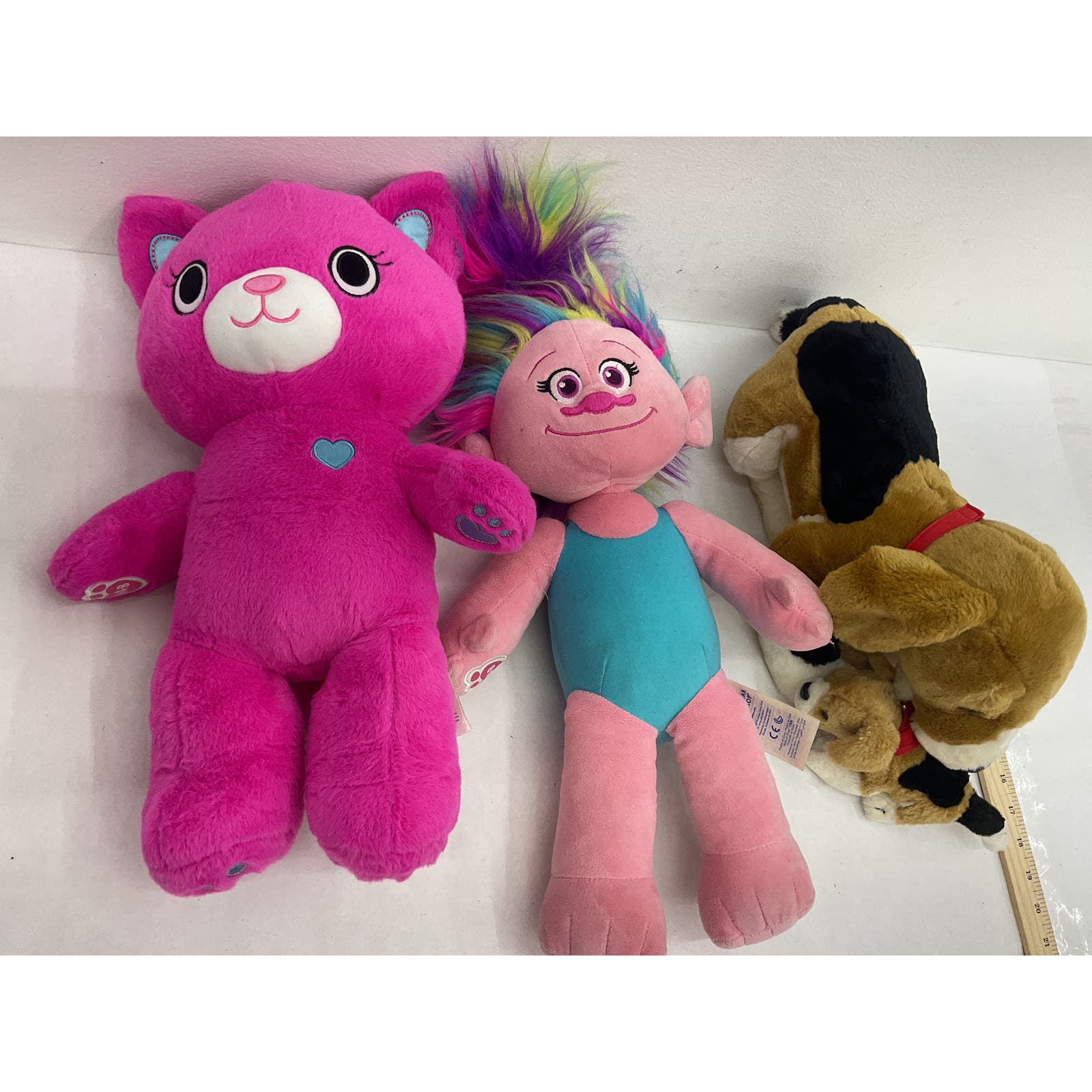 Easter Holiday LOT Stuffed Build A Bear Plush Lot Pink Cat Troll Brown Dog - Warehouse Toys