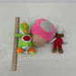 Nintendo Super Mario Character Plush Fireball Mario Green Yoshi Pink Mushroom