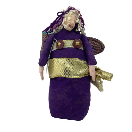 Fabric Art Rag Doll Purple Winged Goddess Mythical Angel Plush Doll Decor - Warehouse Toys