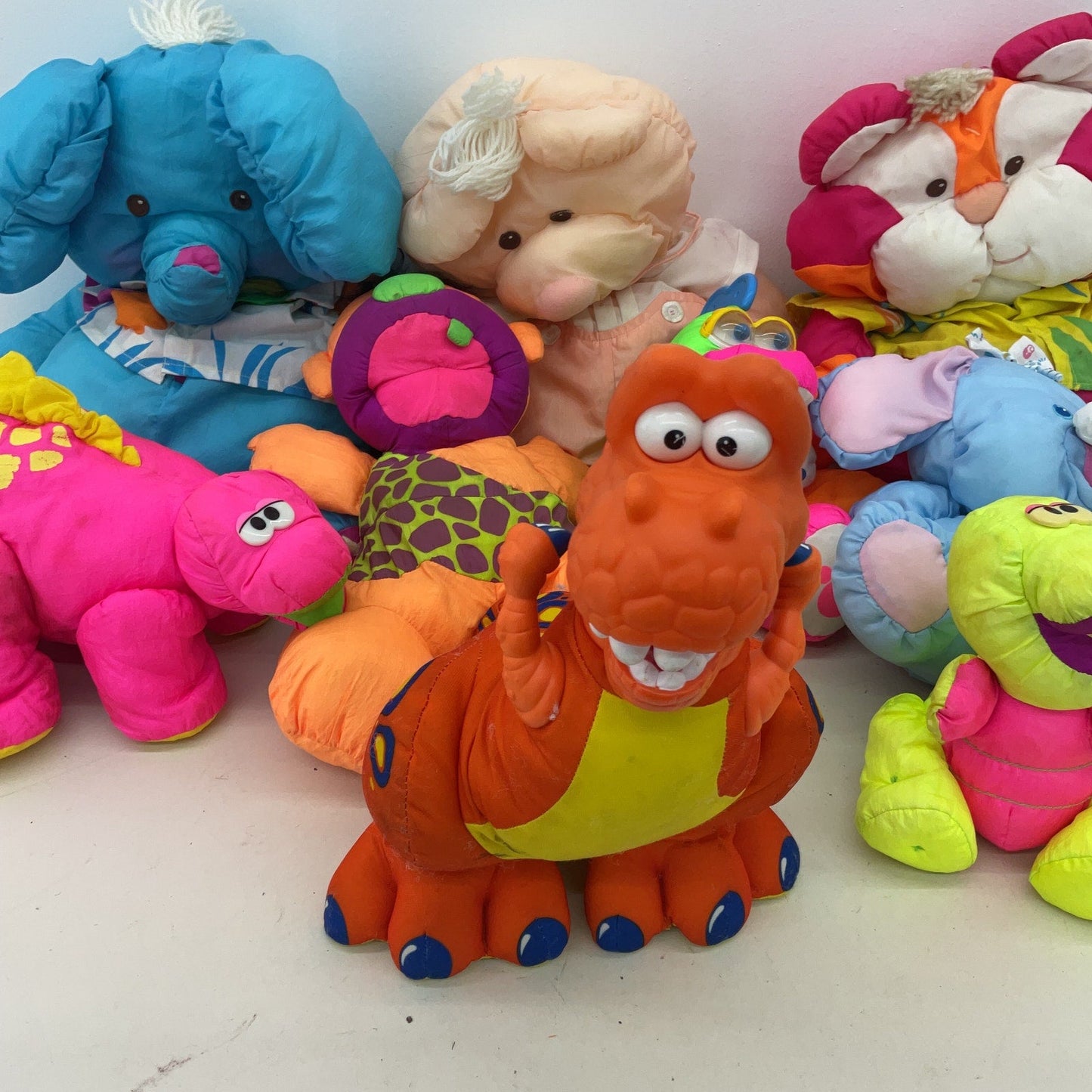 Fisher Price Puffalumps & Others Vintage Stuffed Animals LOT Wild Dino Roars - Warehouse Toys