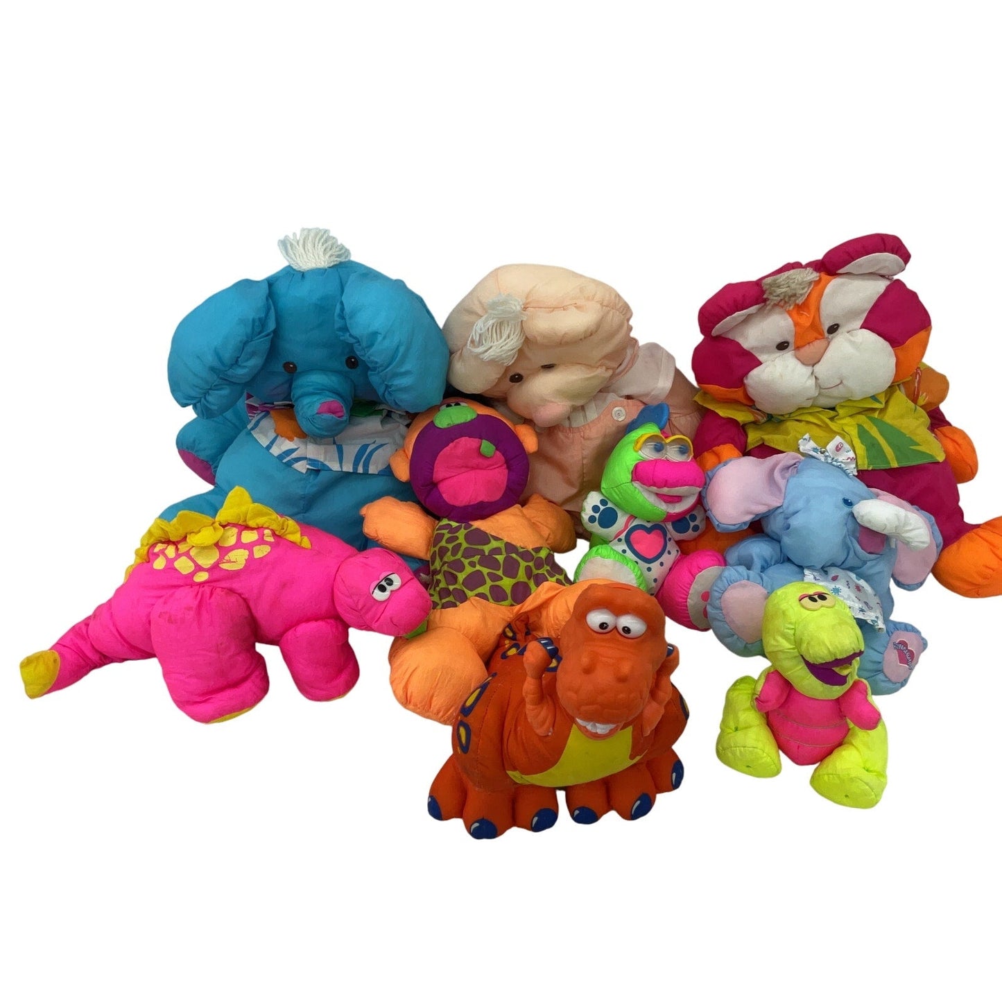 Fisher Price Puffalumps & Others Vintage Stuffed Animals LOT Wild Dino Roars - Warehouse Toys