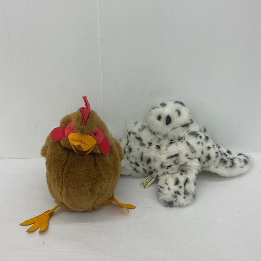 Folkmanis Owl + Chicken Stuffed Animals Plush Toy Lot Puppet - Warehouse Toys