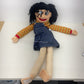 Full Body Little Girl in Sunglasses Denim Overalls Dress Plush Hand & Rod Puppet - Warehouse Toys