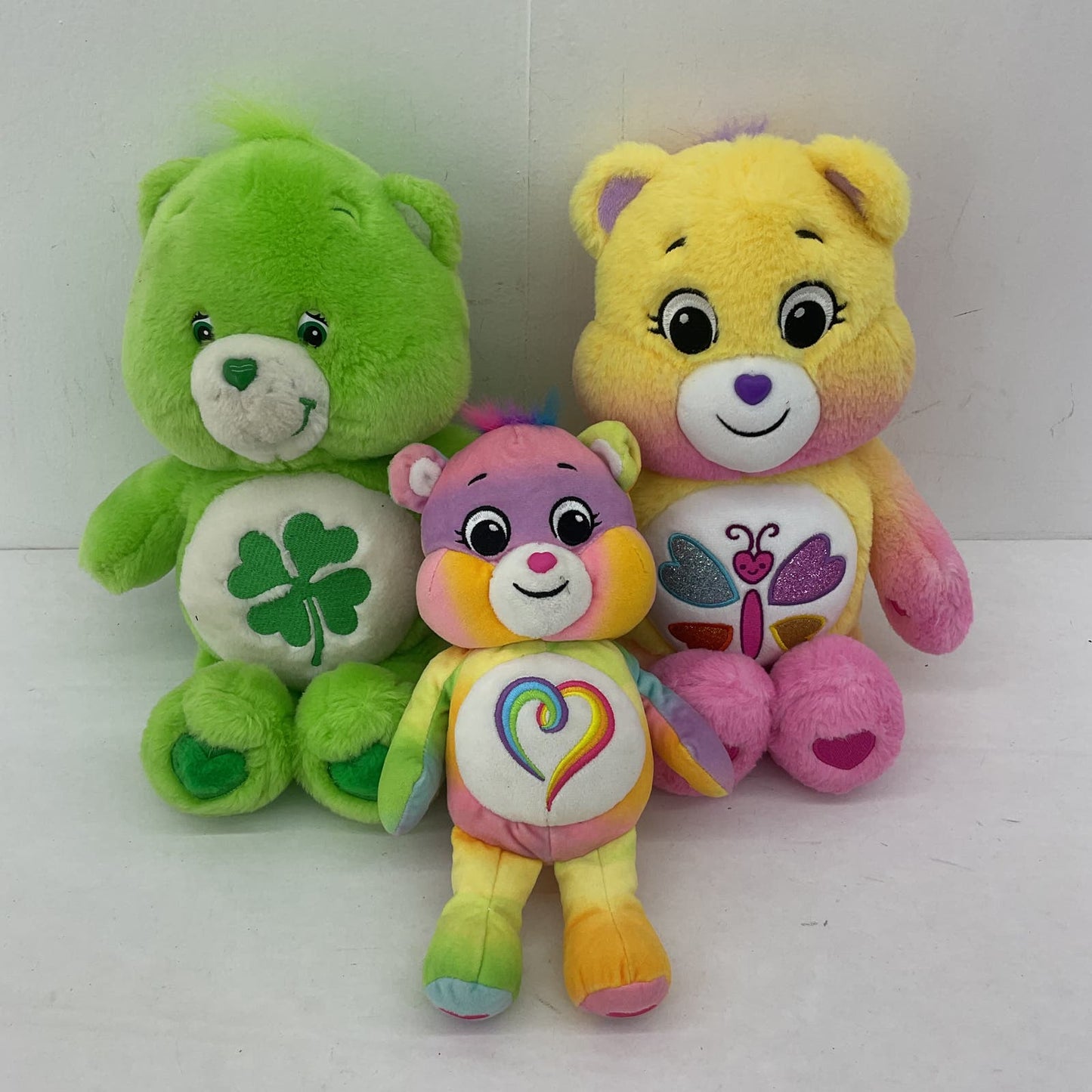 Green Care Bears Stuffed Animal Plush Lot Green Clover Pink Heart - Warehouse Toys