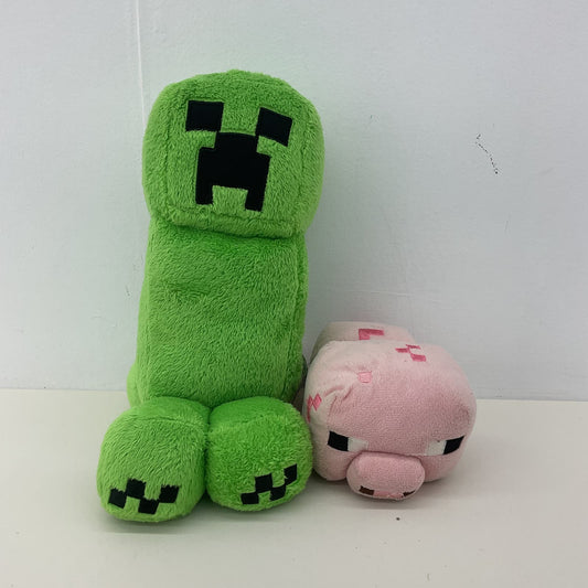 Green Minecraft Character Plush & Pink Pixelated Pig Stuffed Animals - Warehouse Toys