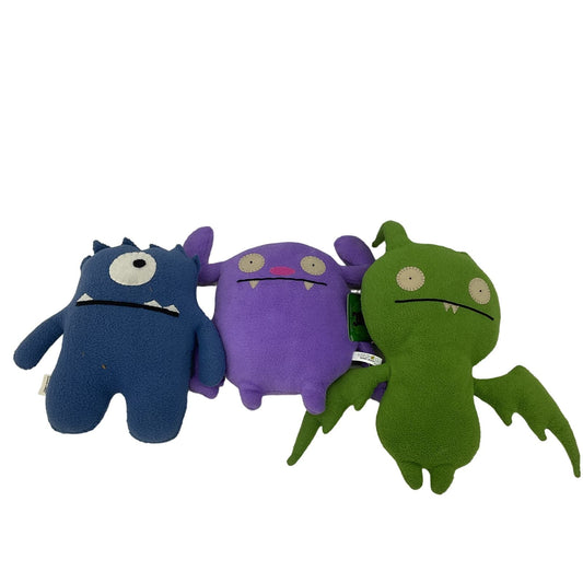 Green Purple Blue Ugly Dolls Fleece Monster Plush Soft Stuffed Toys LOT 3 - Warehouse Toys