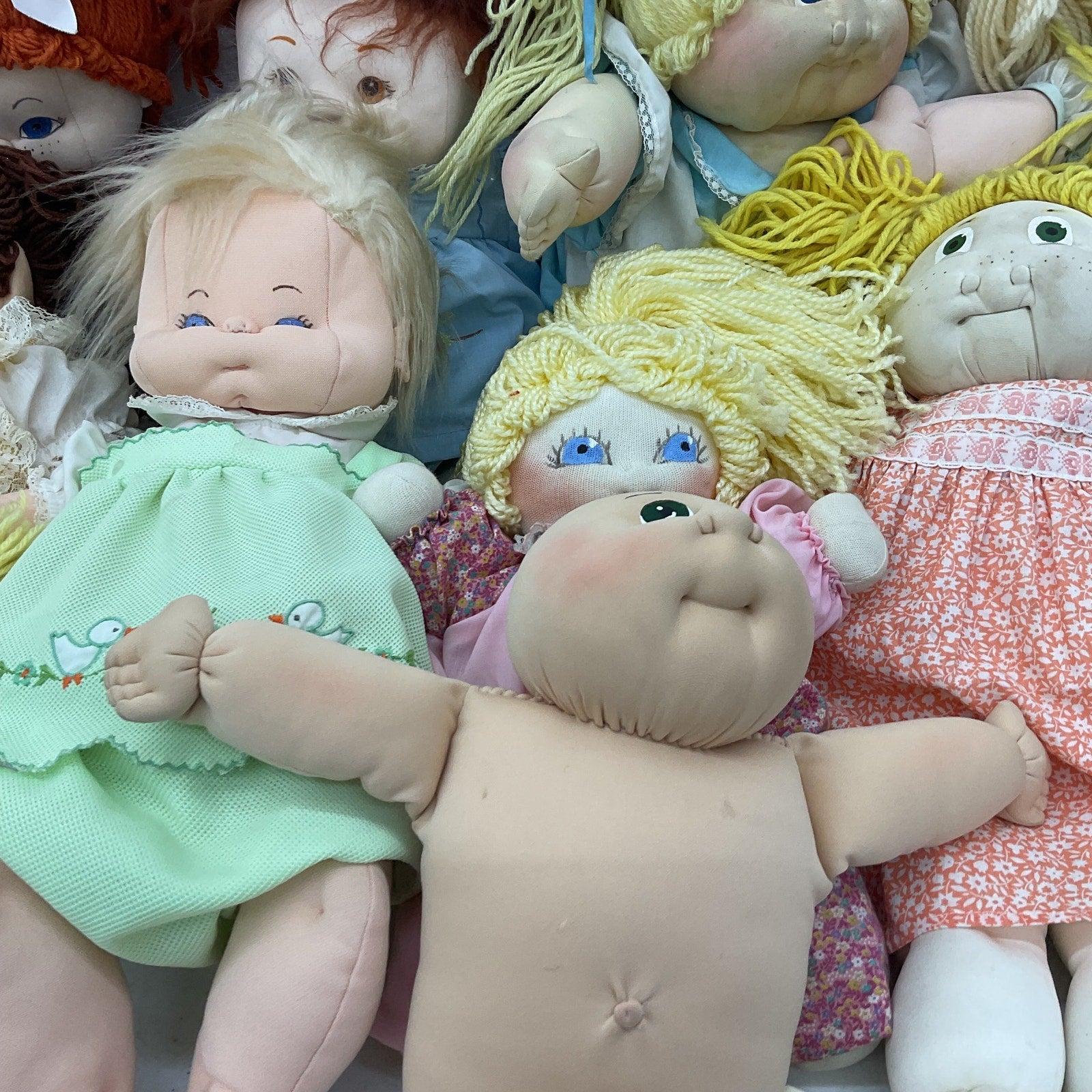 Handmade & CPK LOT Baby Play Dolls Soft Body Yarn Hair Soft Body 13 lbs Vintage - Warehouse Toys