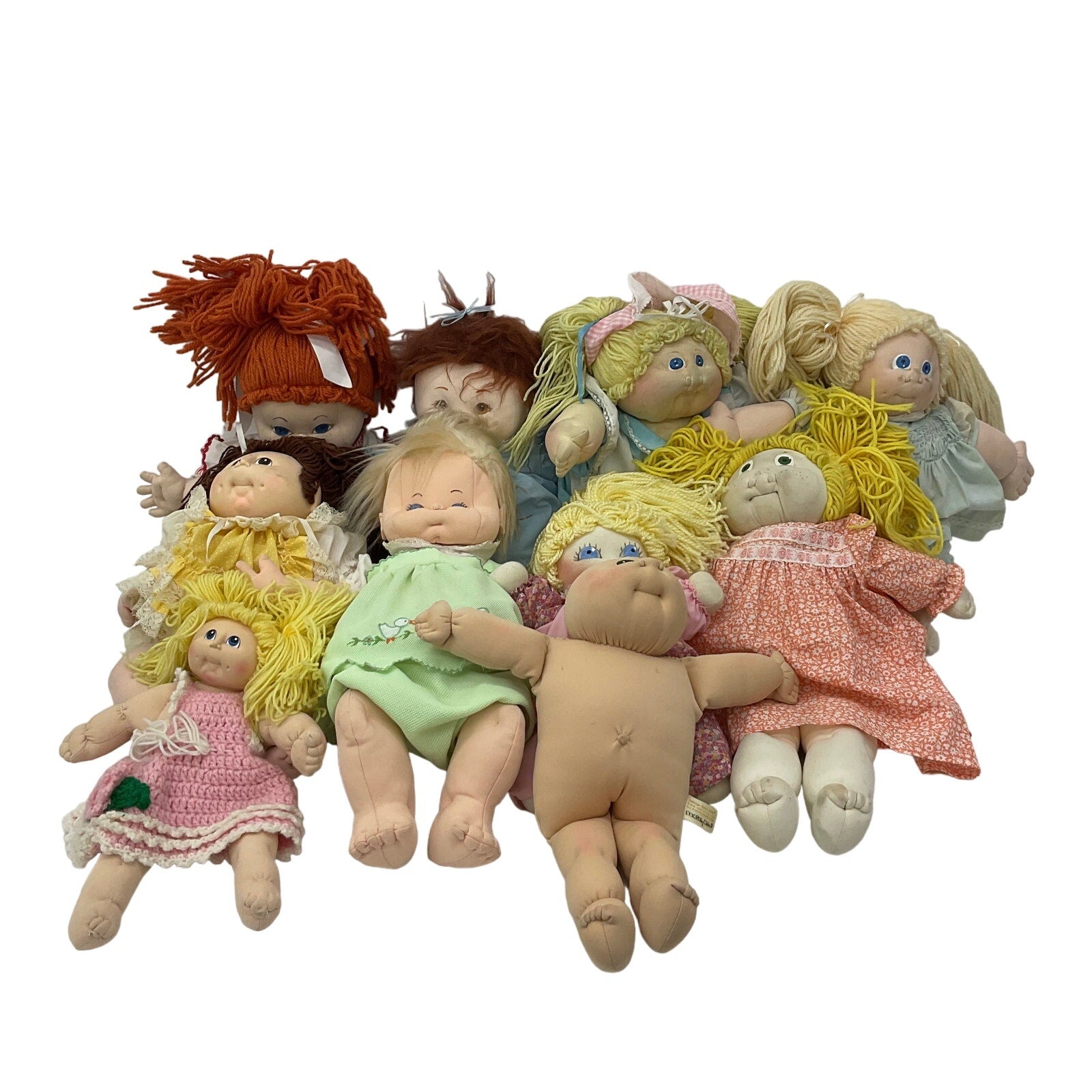 Handmade & CPK LOT Baby Play Dolls Soft Body Yarn Hair Soft Body 13 lbs Vintage - Warehouse Toys