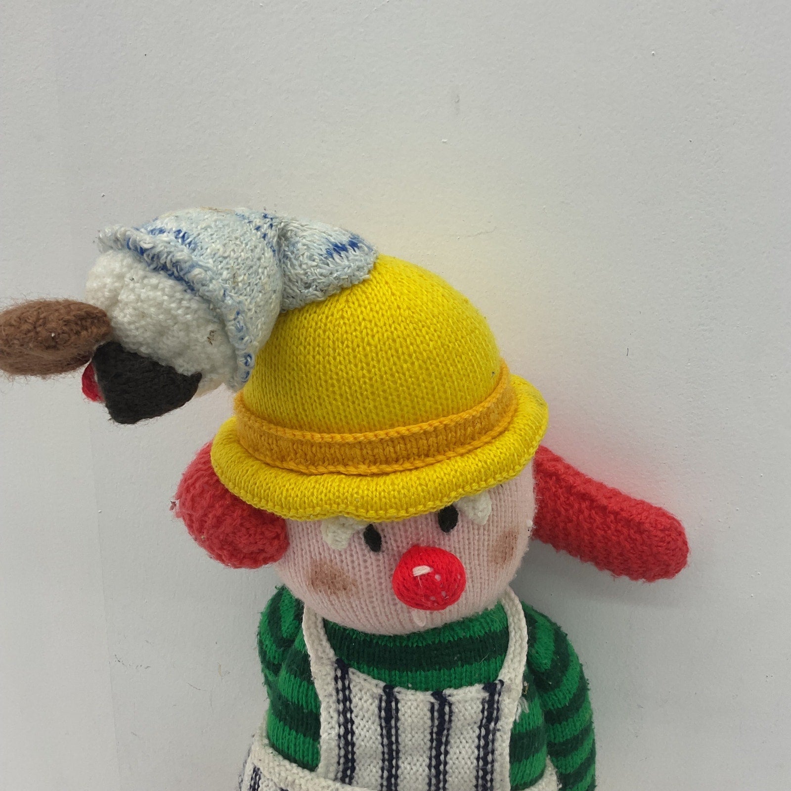 Handmade Crochet Knit Clown Plush Doll Stuffed Animal Preowned Colorful CUTE - Warehouse Toys