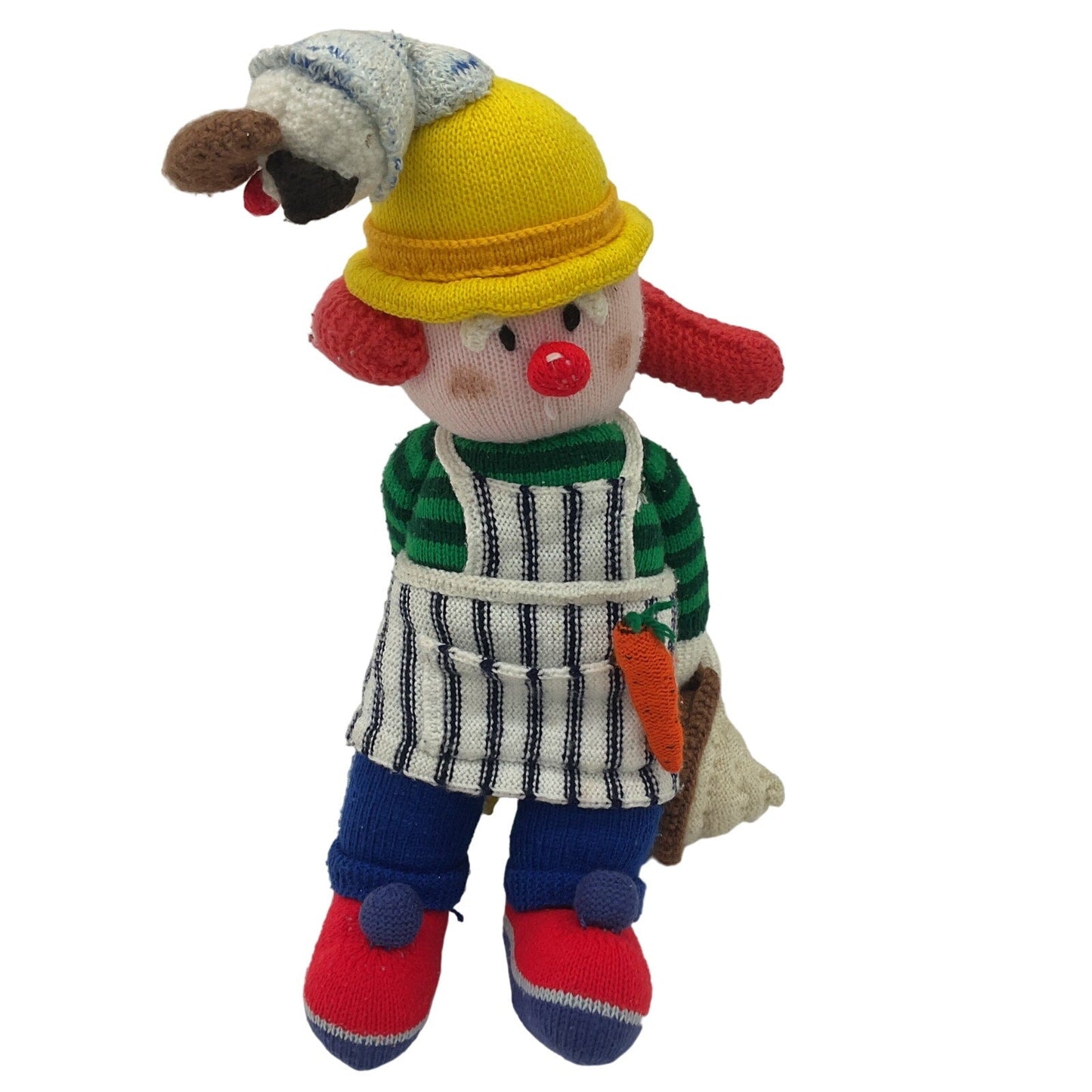 Handmade Crochet Knit Clown Plush Doll Stuffed Animal Preowned Colorful CUTE - Warehouse Toys