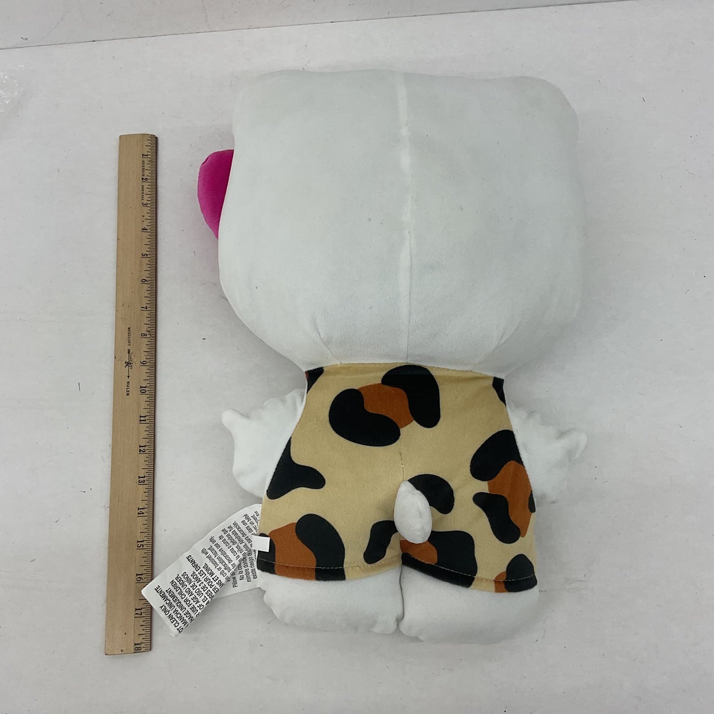 Hello Kitty Sanrio White Stuffed Animal Camo Outfit Pink Bow Plush - Warehouse Toys