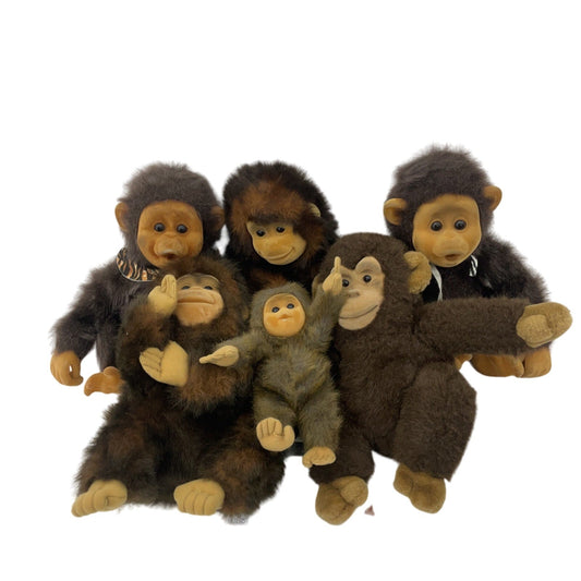 Hosung Little Monkey Lost & Others Flocked Face Monkey Chimp Plush Dolls LOT - Warehouse Toys