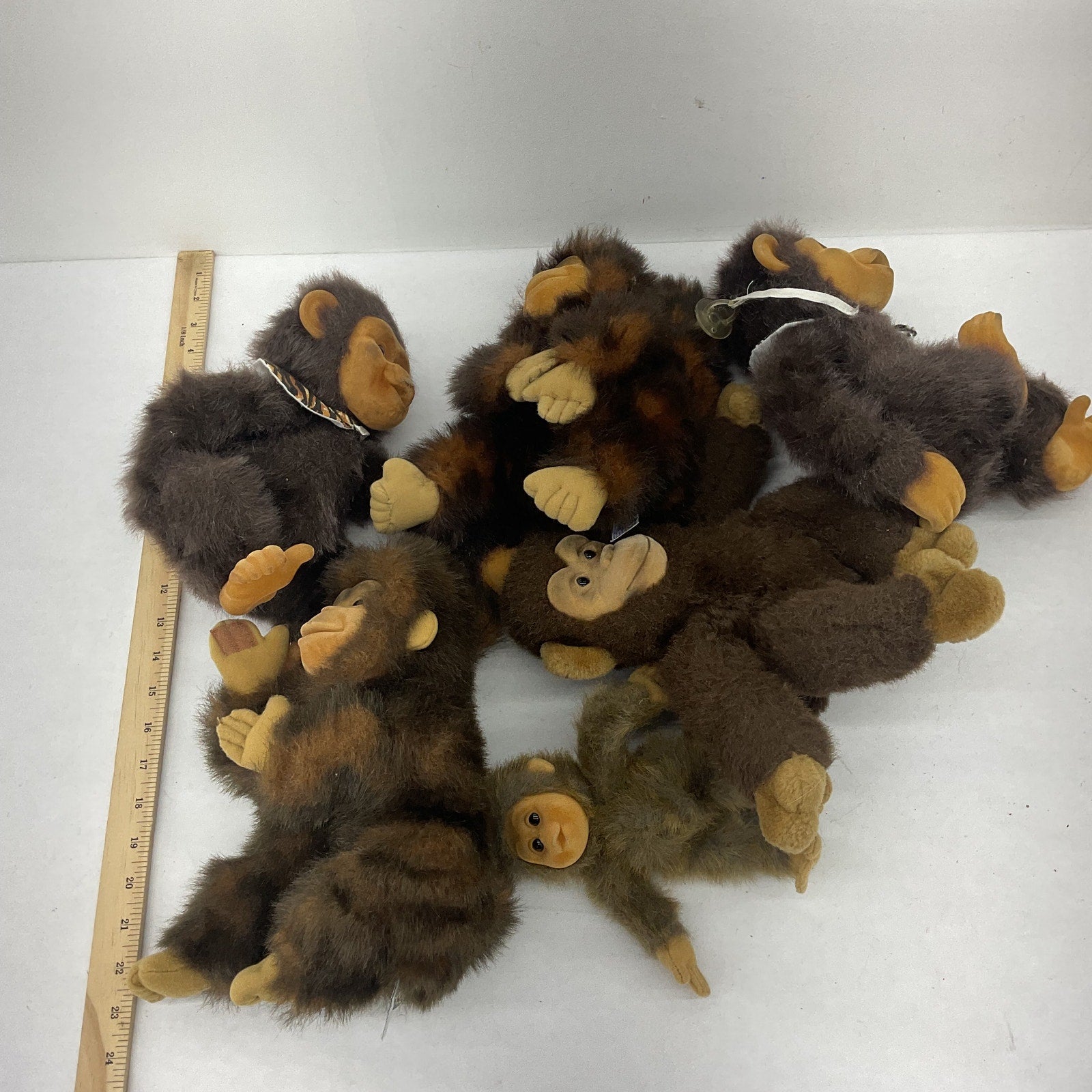 Hosung Little Monkey Lost & Others Flocked Face Monkey Chimp Plush Dolls LOT - Warehouse Toys