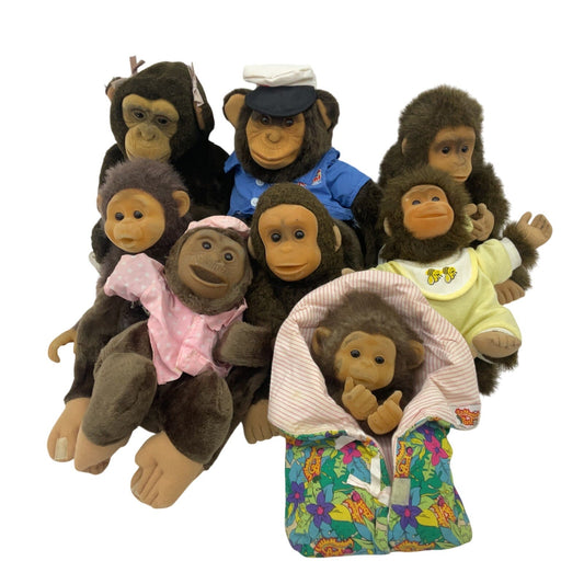 Hosung Little Monkey Lost & Others Flocked Face Monkey Chimp Plush Dolls LOT 5lb - Warehouse Toys