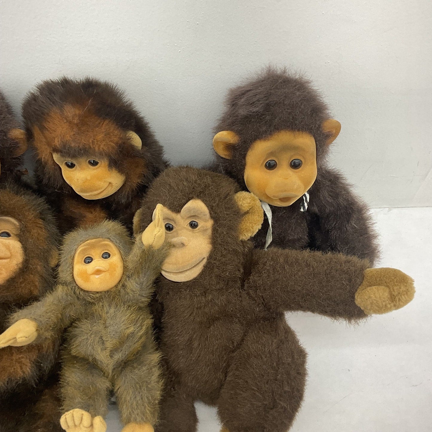 Hosung Little Monkey Lost & Others Flocked Face Monkey Chimp Plush Dolls LOT - Warehouse Toys