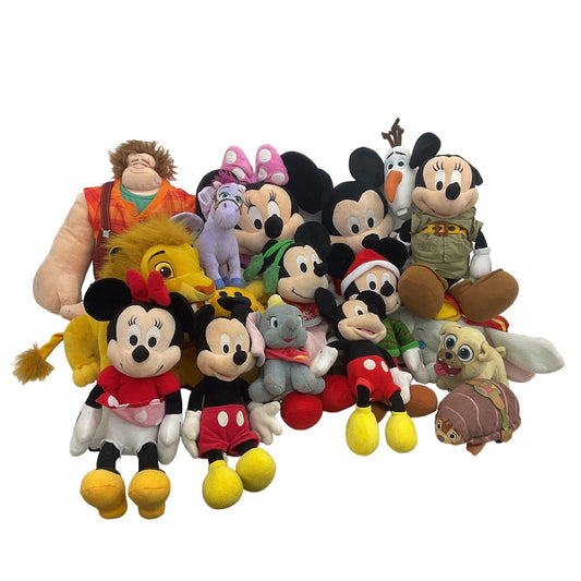 HUGE 16 lbs LOT Disney Character Plush Dolls Mickey Mouse Wreck It Ralph Minnie - Warehouse Toys