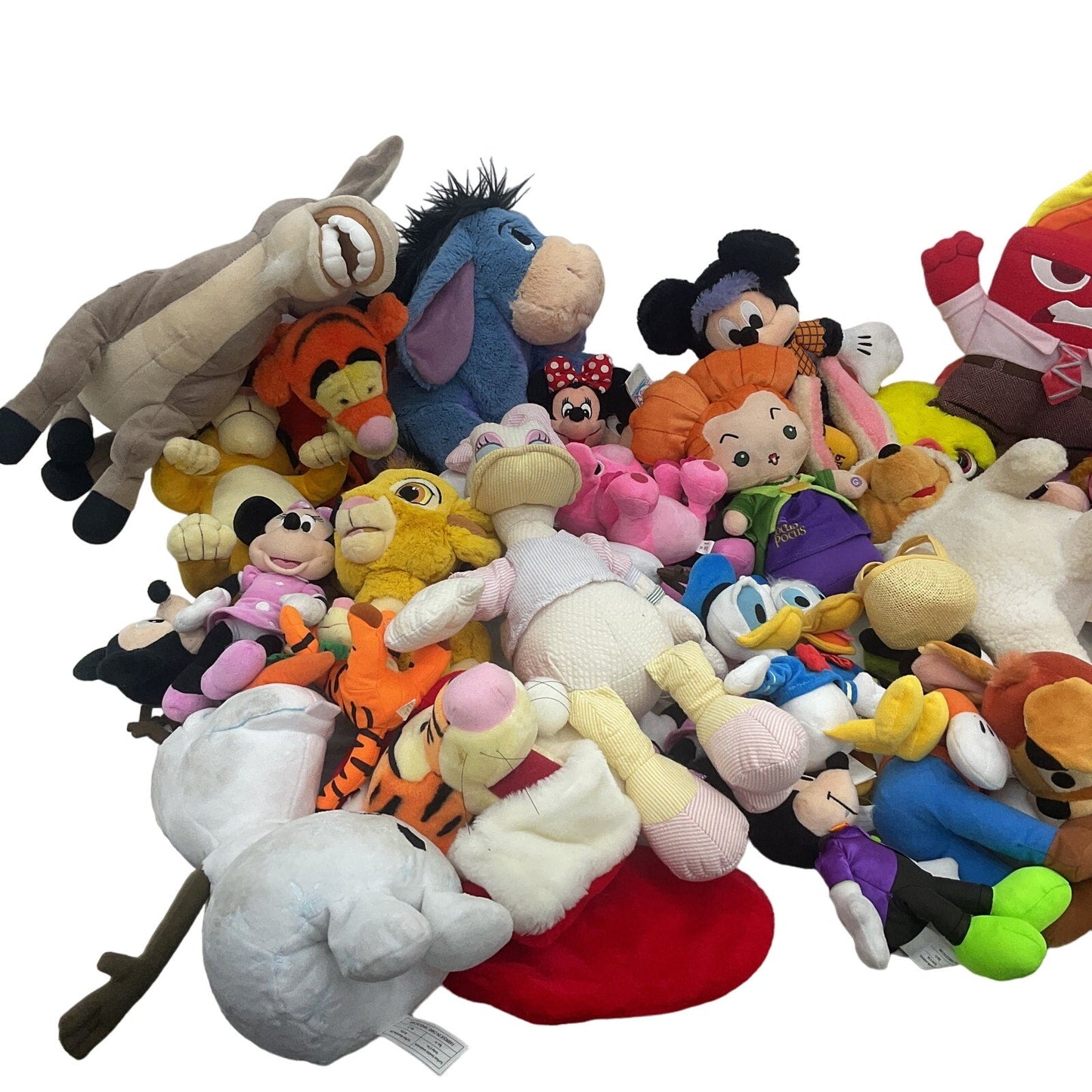 HUGE Disney Character Plush LOT of 42 Small to Large Pooh Tigger Olaf Minnie - Warehouse Toys