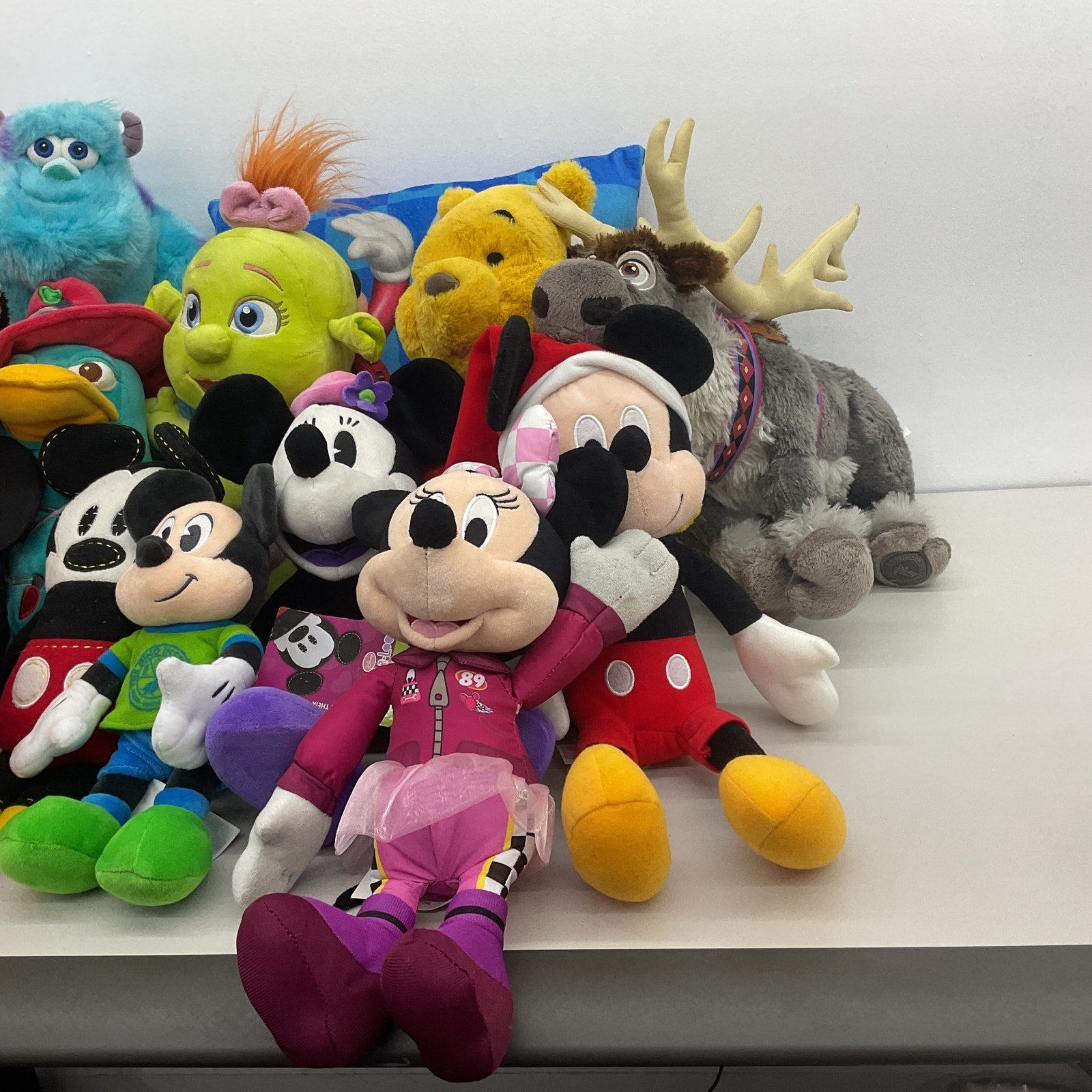 HUGE LOT Disney 11 lbs Character Plush Doll LOT Pixar Pooh Monsters Inc Mickey - Warehouse Toys