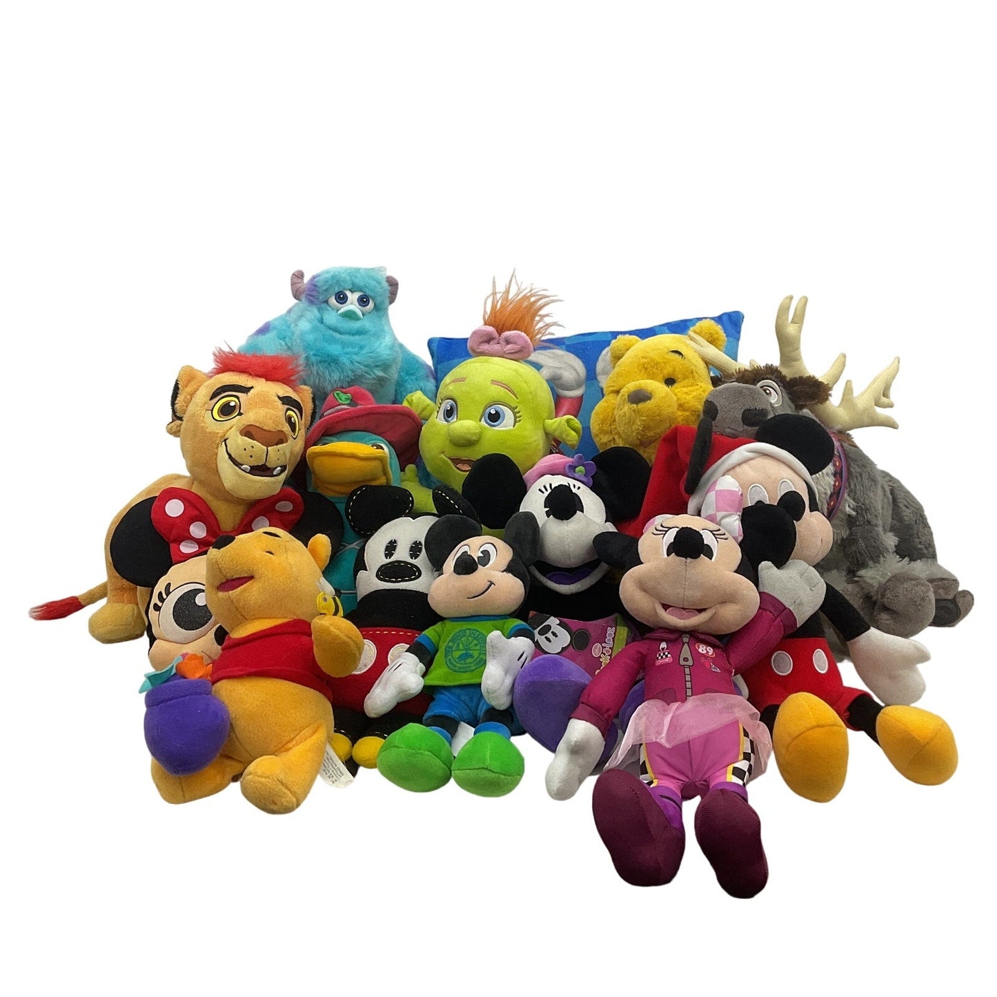 HUGE LOT Disney 11 lbs Character Plush Doll LOT Pixar Pooh Monsters Inc Mickey - Warehouse Toys