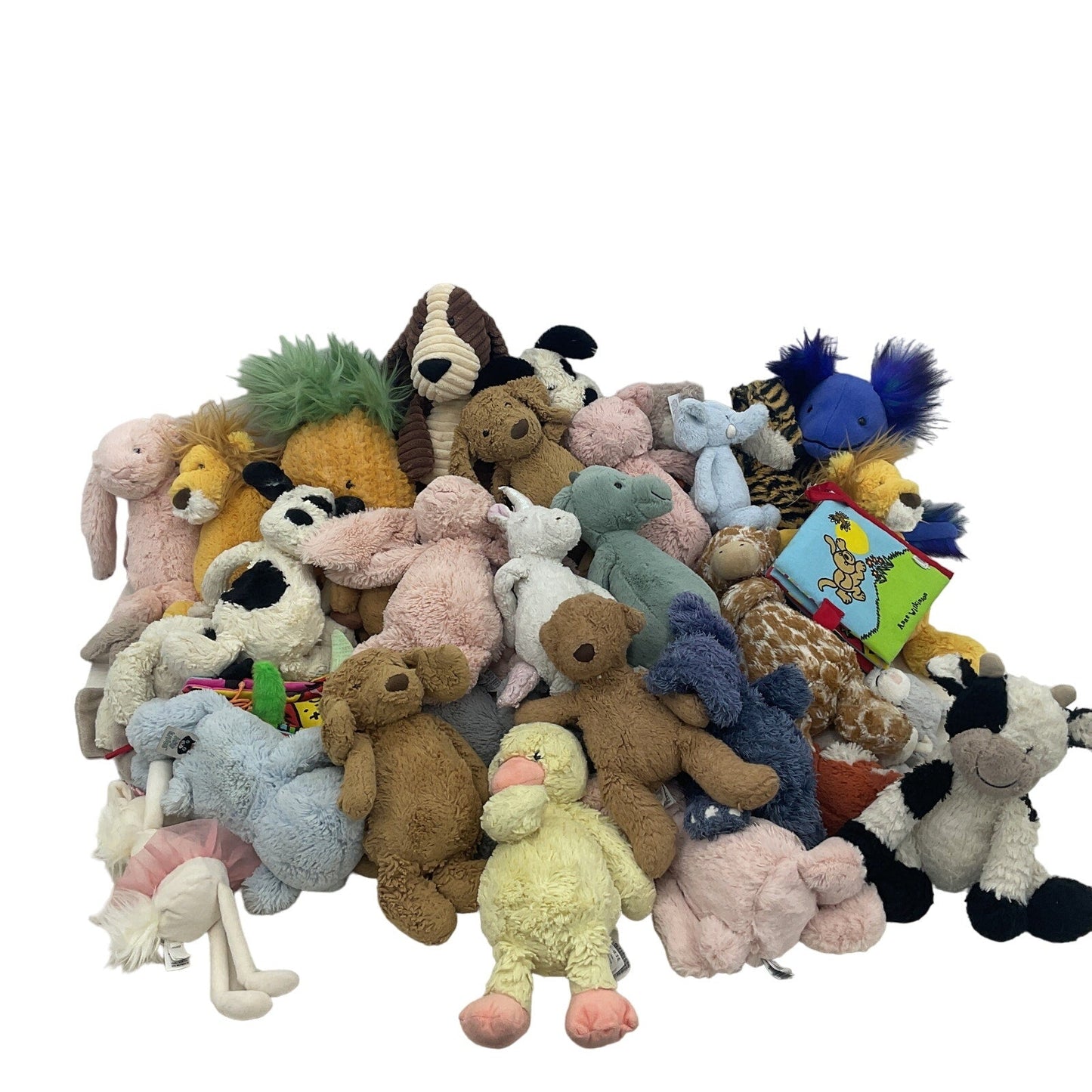 HUGE LOT Jellycat 18+ lbs Plush Character Dolls Stuffed Animals Duck Dog Cow - Warehouse Toys