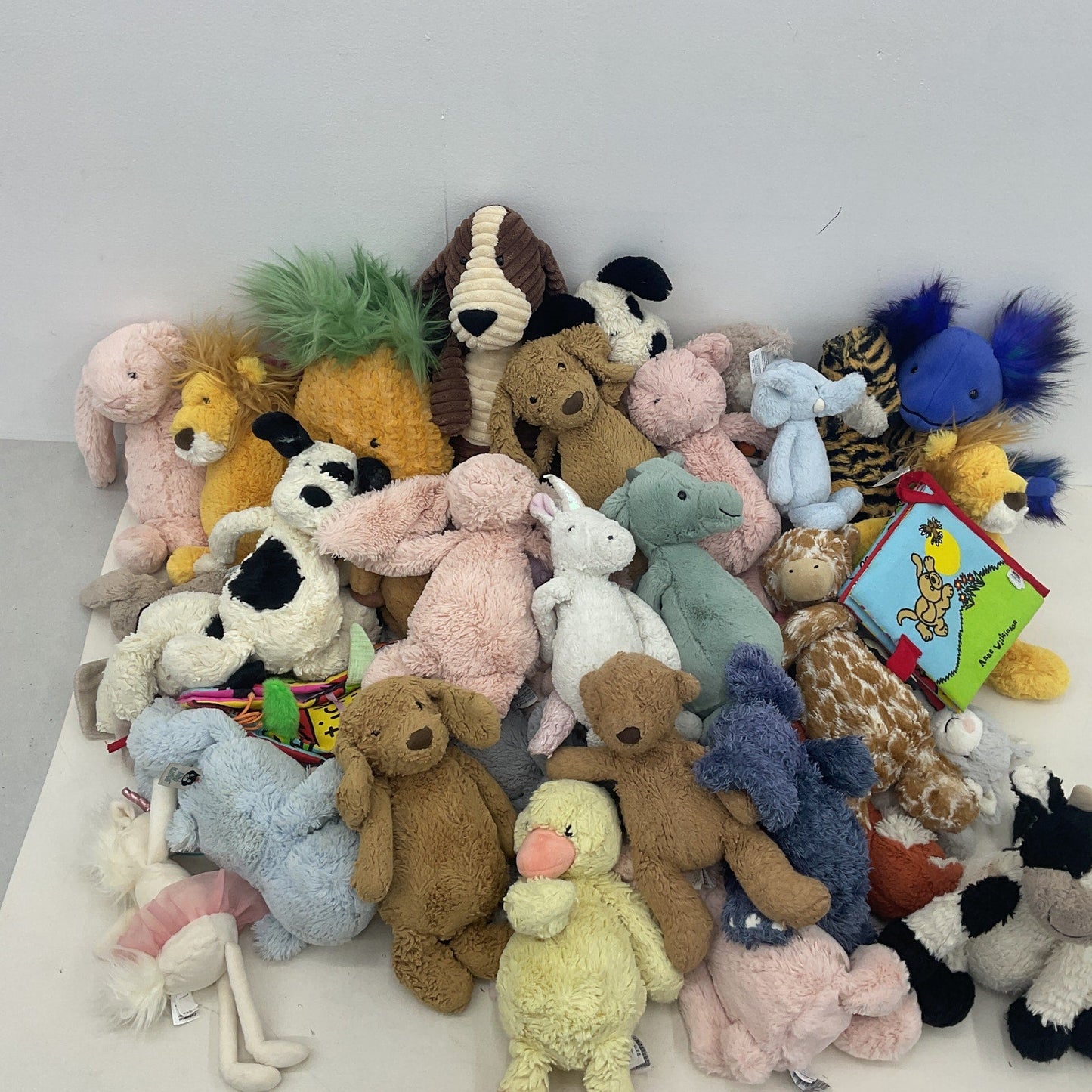 HUGE LOT Jellycat 18+ lbs Plush Character Dolls Stuffed Animals Duck Dog Cow - Warehouse Toys