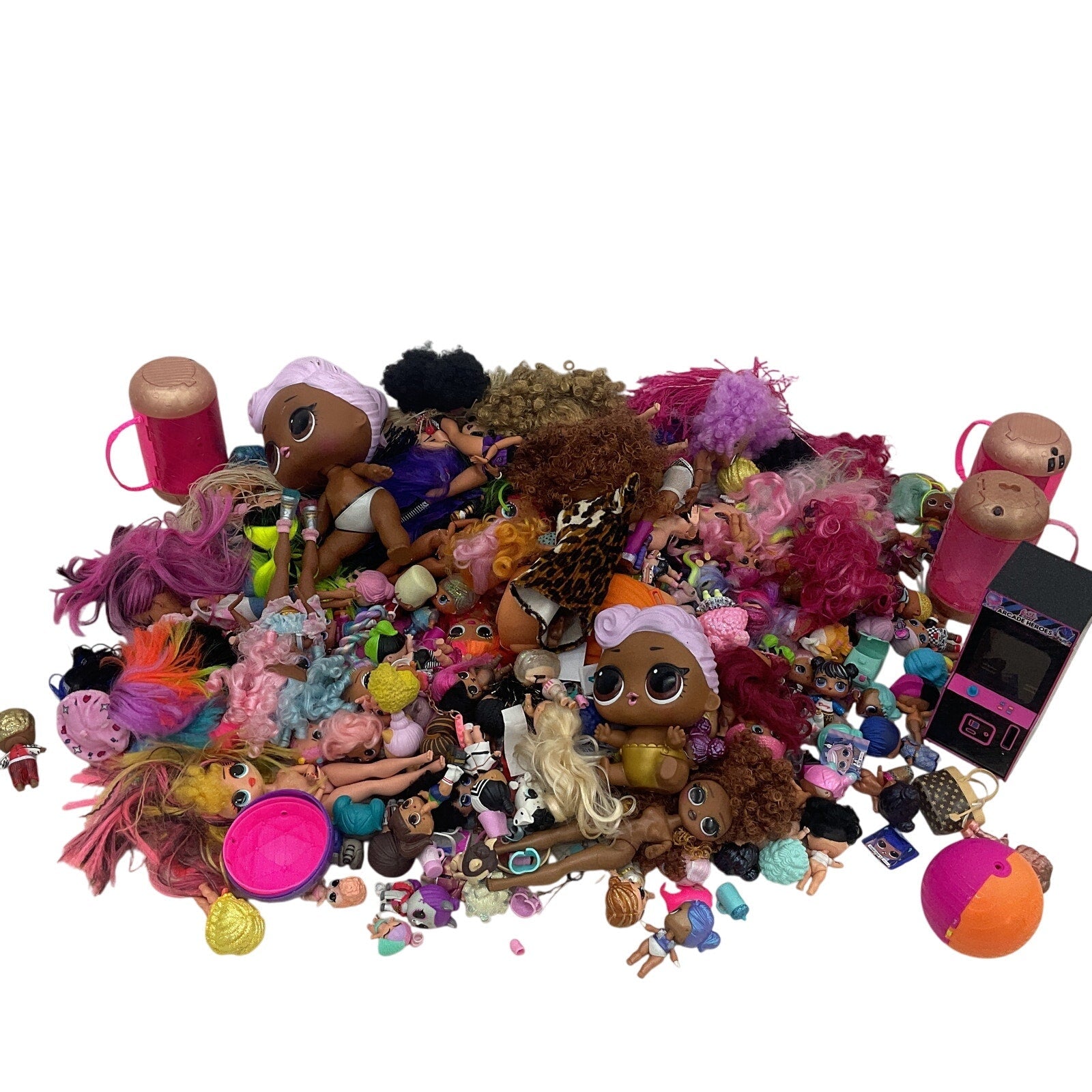 Huge LOT MGA 25 lbs LOL OMG Surprise Big Lil Sistas Play Fashion Dolls Preowned - Warehouse Toys