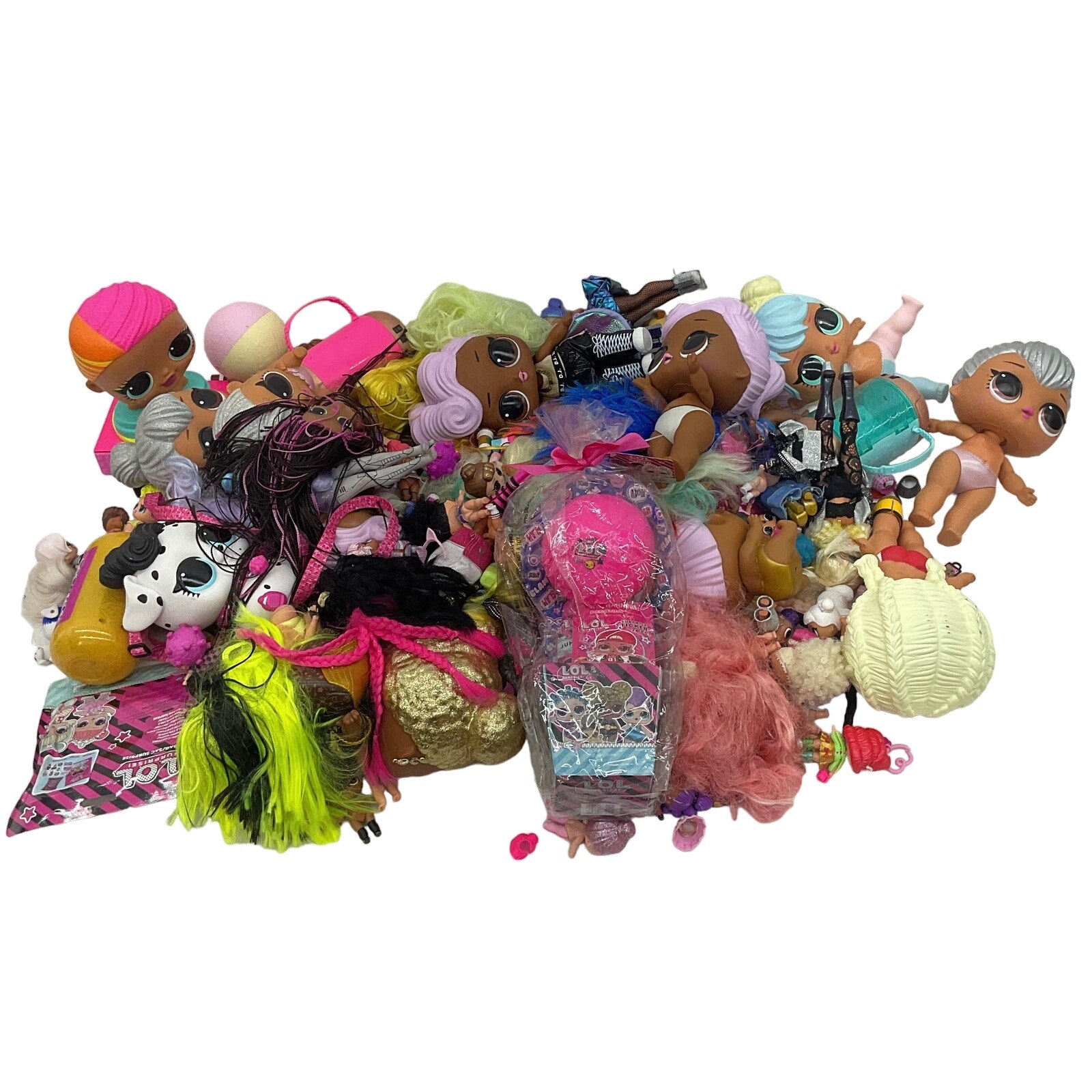 Huge LOT MGA LOL OMG Surprise 28 lbs Big Lil Sistas Play Fashion Dolls Preowned - Warehouse Toys