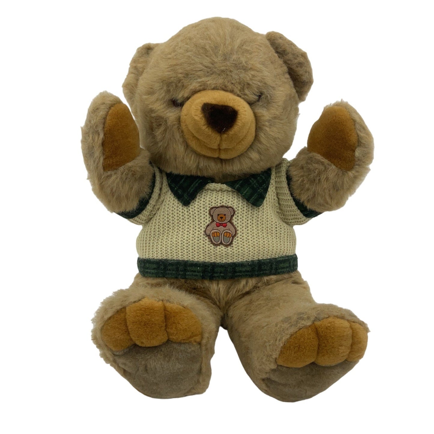 JCPenney Holiday Brown Vintage Xmas Teddy Bear in Knit Sweater Plush Doll - Warehouse Toys