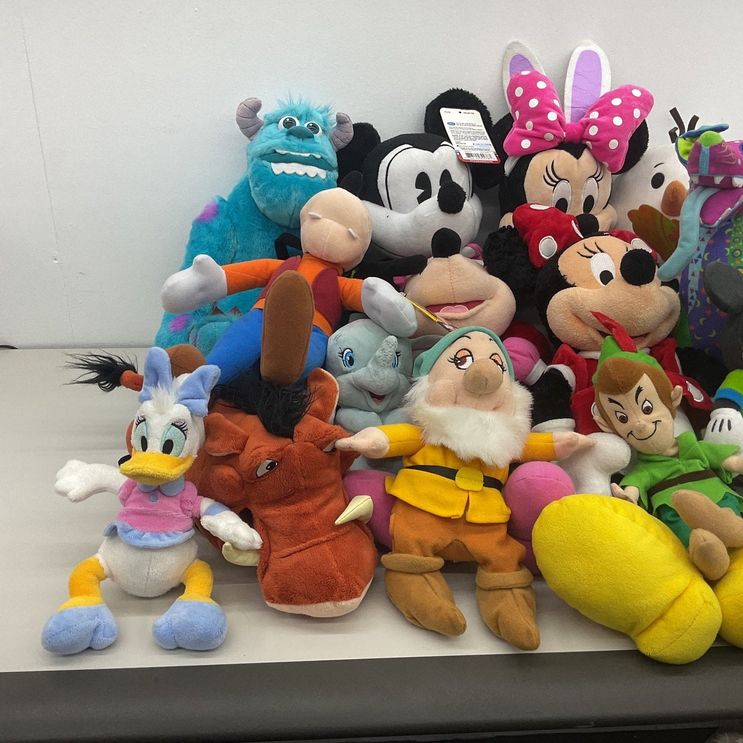 Large LOT 11 lbs Disney Plush Pixar Coco Dante Dwarves Monsters Inc Mickey - Warehouse Toys