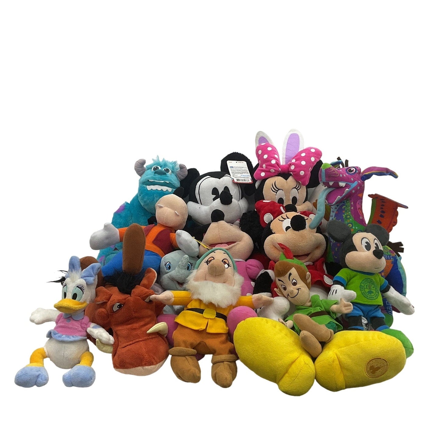 Large LOT 11 lbs Disney Plush Pixar Coco Dante Dwarves Monsters Inc Mickey - Warehouse Toys