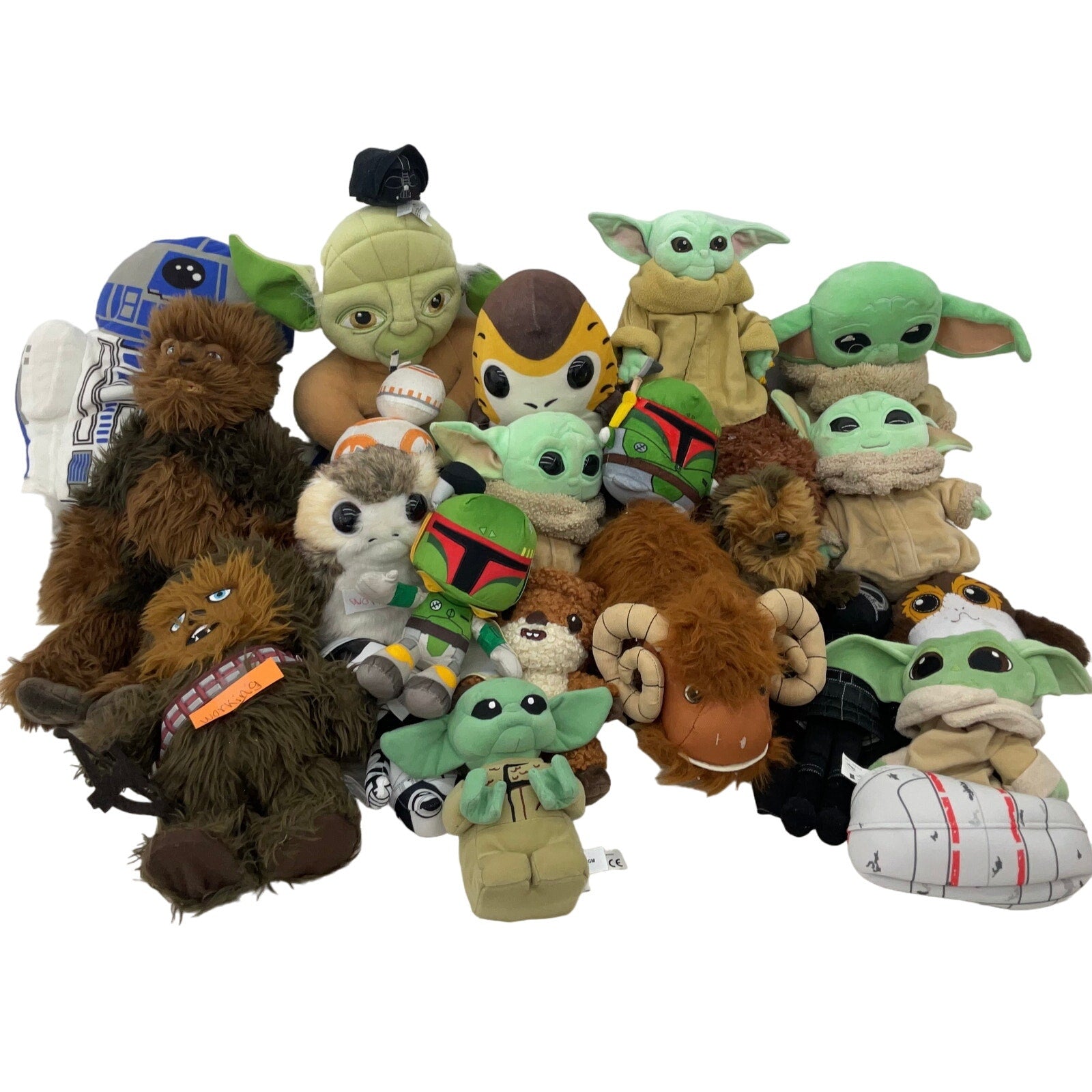 Large LOT 11 lbs Star Wars Character Plush Dolls Porg Yoda Grogu Chewbacca - Warehouse Toys