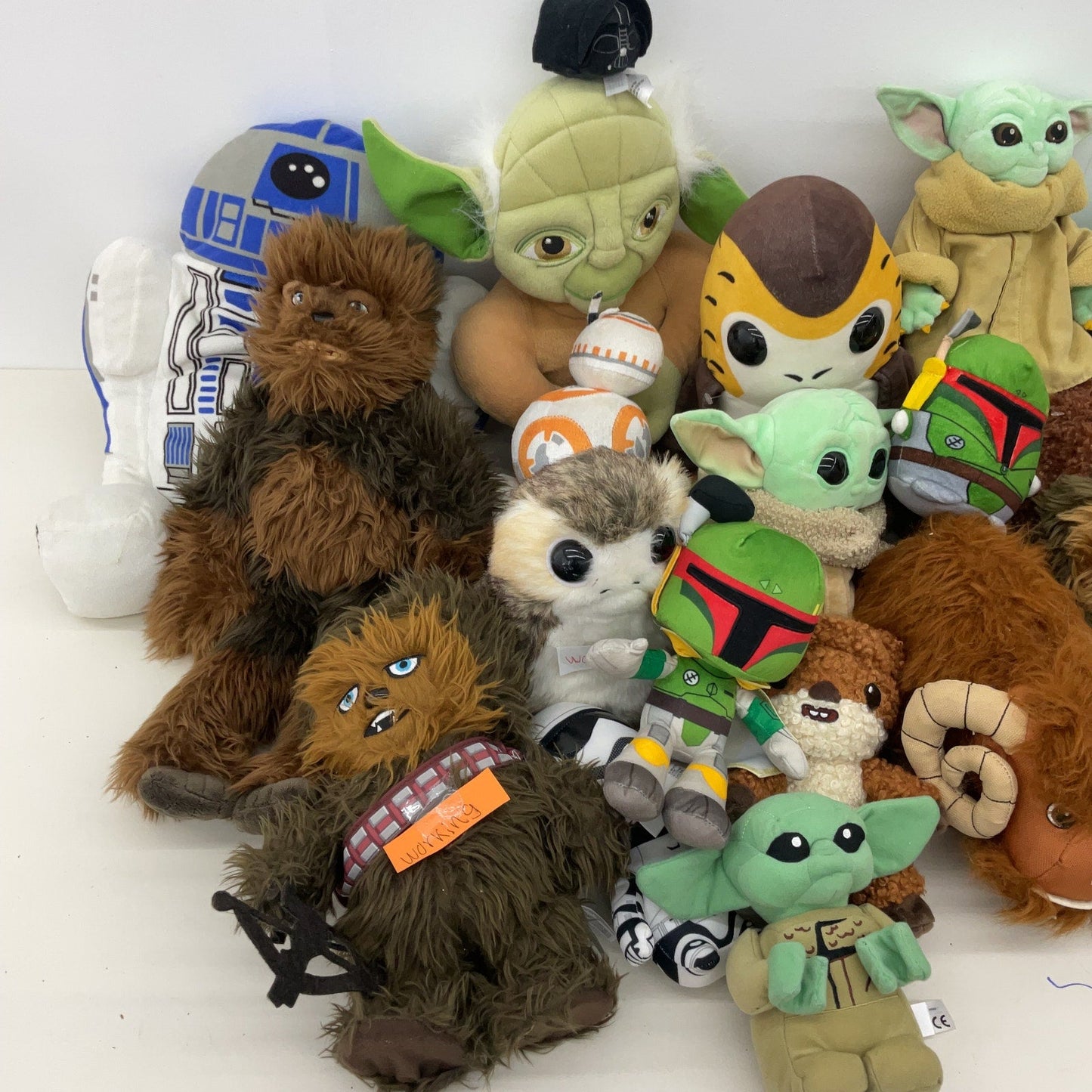 Large LOT 11 lbs Star Wars Character Plush Dolls Porg Yoda Grogu Chewbacca - Warehouse Toys