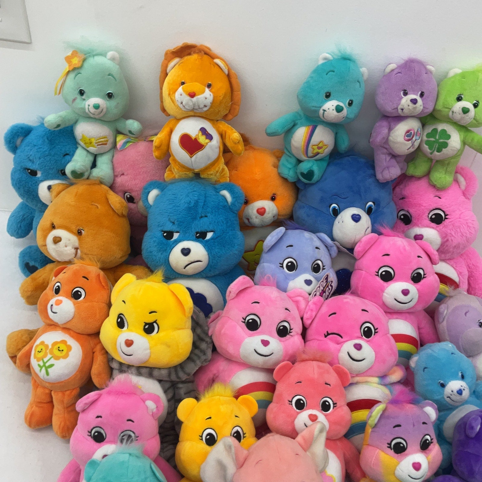 Large LOT 13 lbs Care Bears Character Plush Dolls Mixed Preowned Colorful Cousin - Warehouse Toys