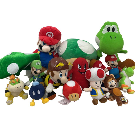 Large LOT Nintendo Super Mario Character Plush LOT Namco Ghost Yoshi Mushroom - Warehouse Toys