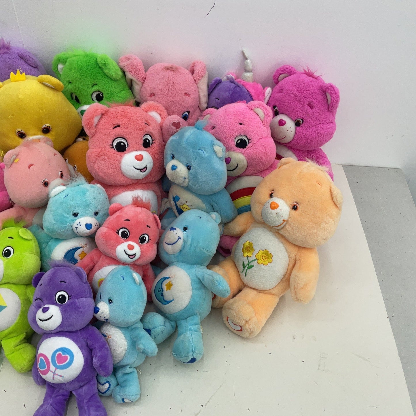 Large Mixed LOT 12 lbs Colorful Care Bears Character Plush Dolls Stuffed Animals - Warehouse Toys