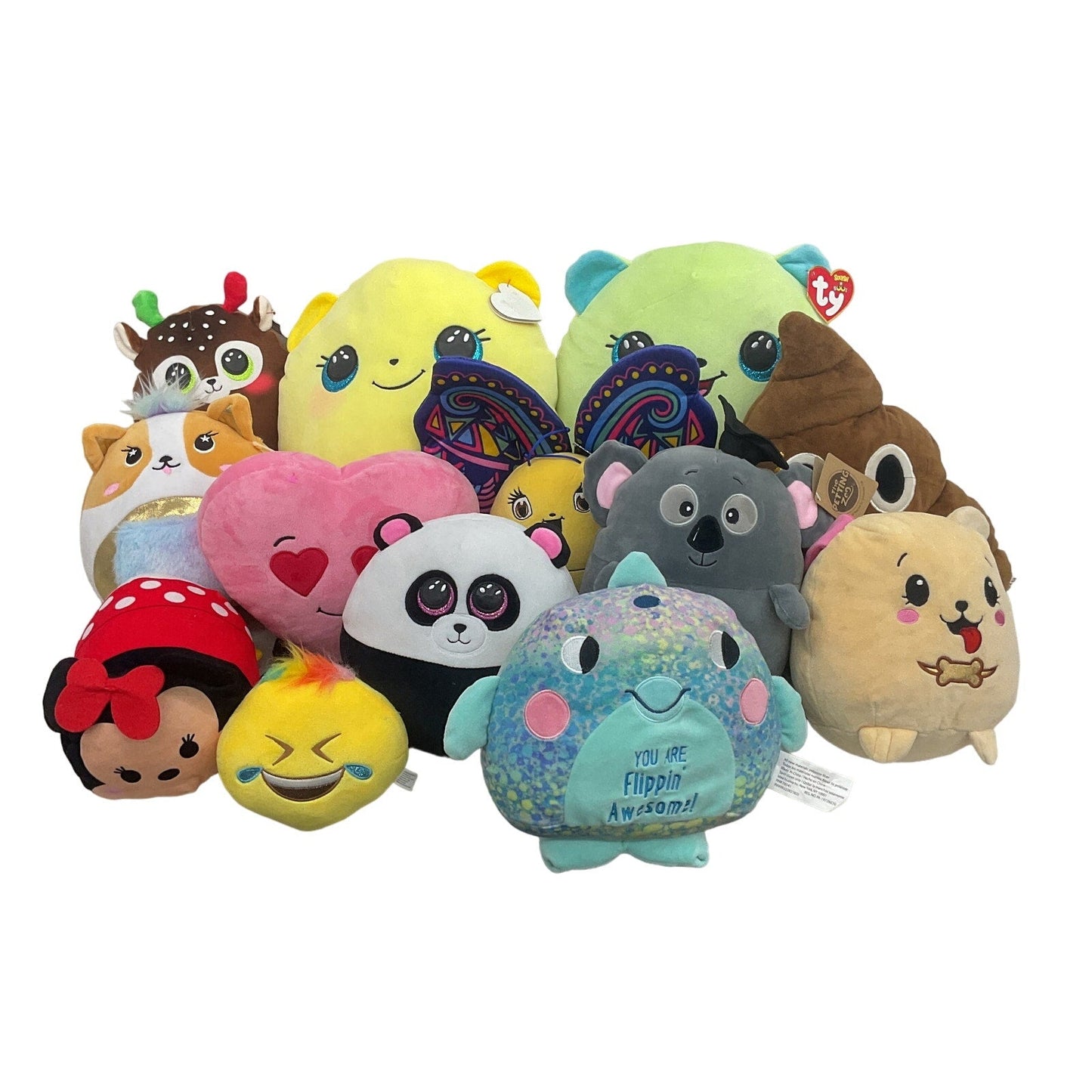 Large Mixed Preowned LOT TY Brand & Others Character Plush Dolls Stuffed Animals - Warehouse Toys