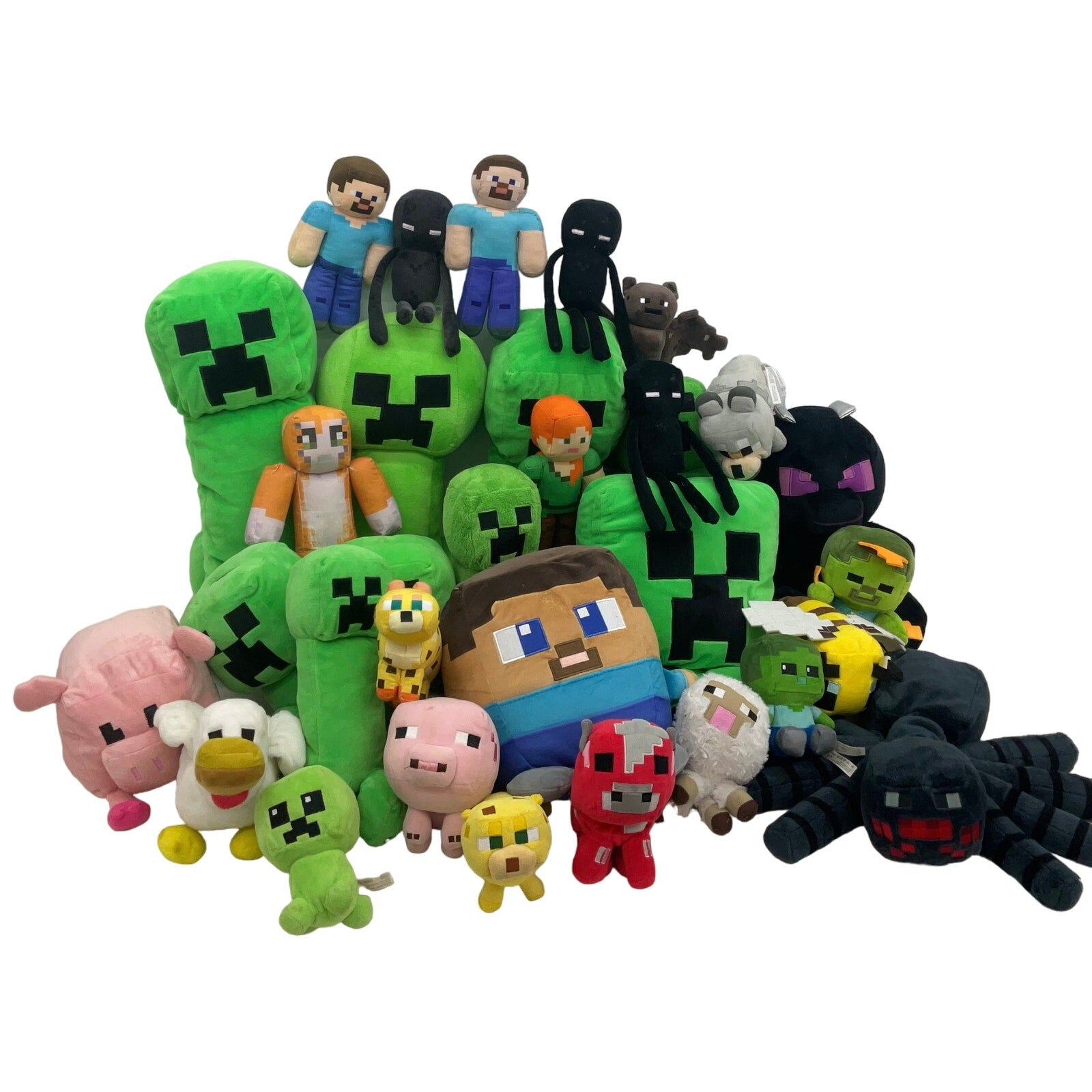 Large Preowned LOT Minecraft Character Plush Dolls Mixed 13 lbs LOT - Warehouse Toys