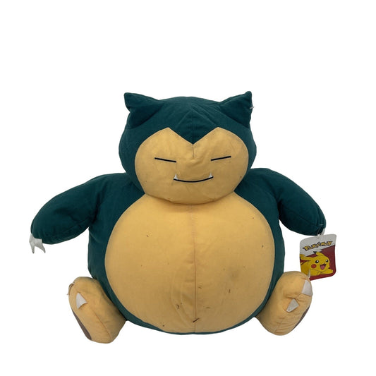 Large Preowned Pokemon Green Soft Cuddly Snorlax Sleeping Plush Doll Stuffed - Warehouse Toys