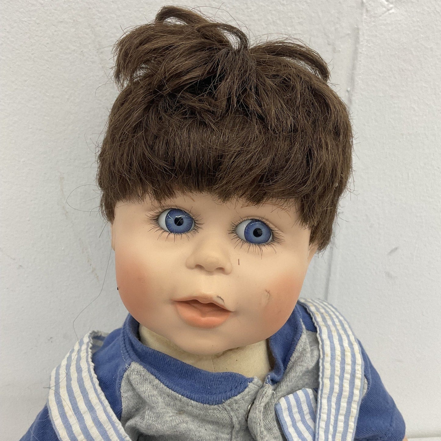 Legacy Dolls Brown Hair Blue Eyes Little Boy Baby Doll Preowned Beautiful - Warehouse Toys