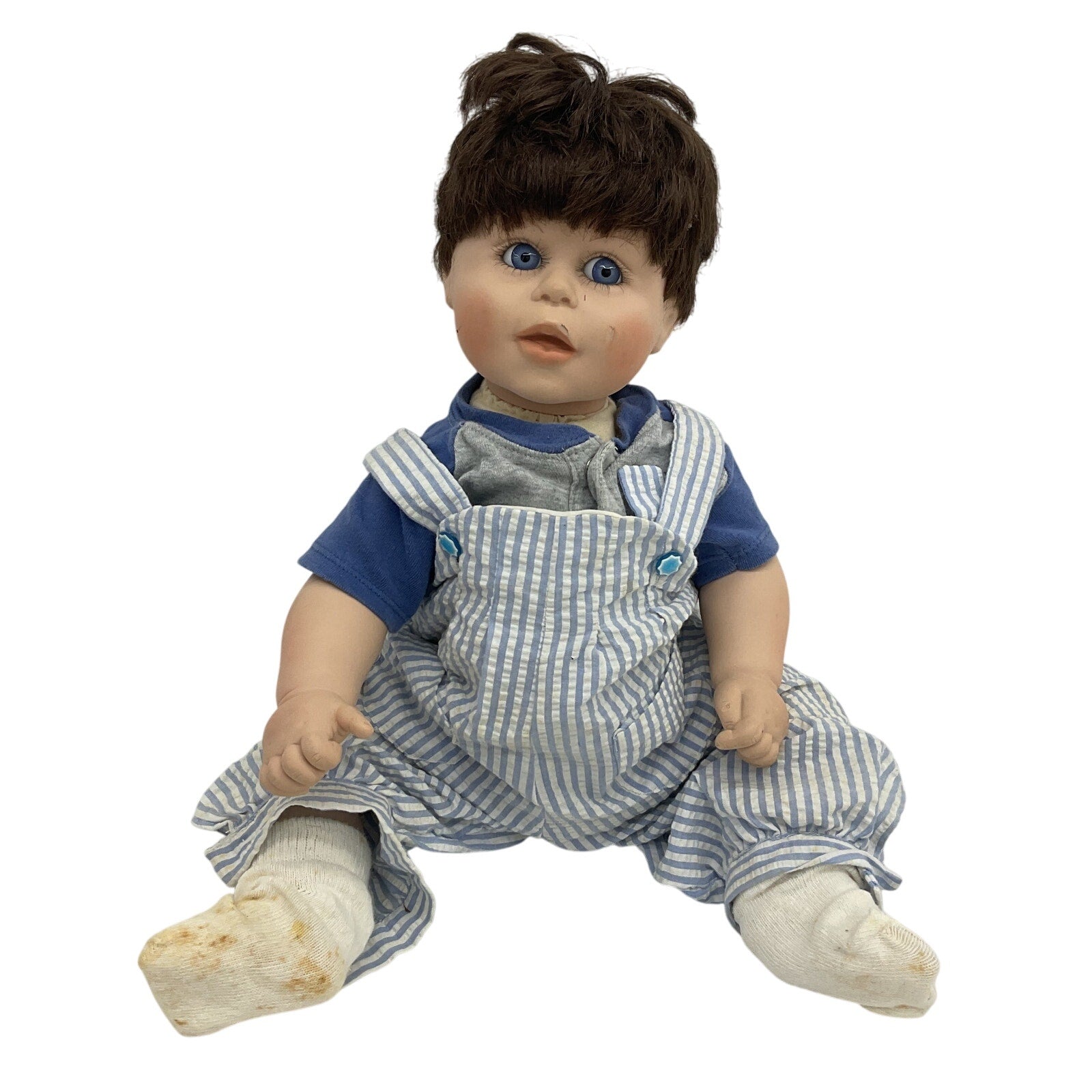 Legacy Dolls Brown Hair Blue Eyes Little Boy Baby Doll Preowned Beautiful - Warehouse Toys