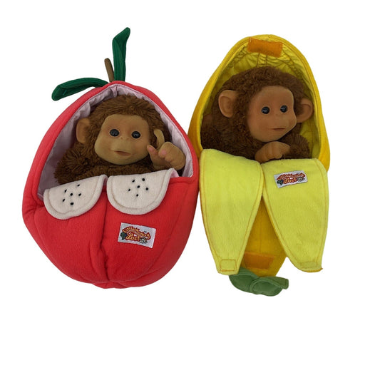 Little Monkey Lost Red Apple & Yellow Banana Hand Puppet Plush Toys - Warehouse Toys