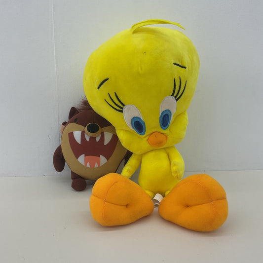 Looney Tunes Yellow Tweety Bird & Brown Tazmanian Devil Taz Plush Dolls - Warehouse Toys