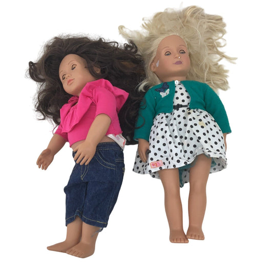 Loose LOT 2 Our Generation Play Girl Dolls Brunette Blonde in Outfits Preowned - Warehouse Toys